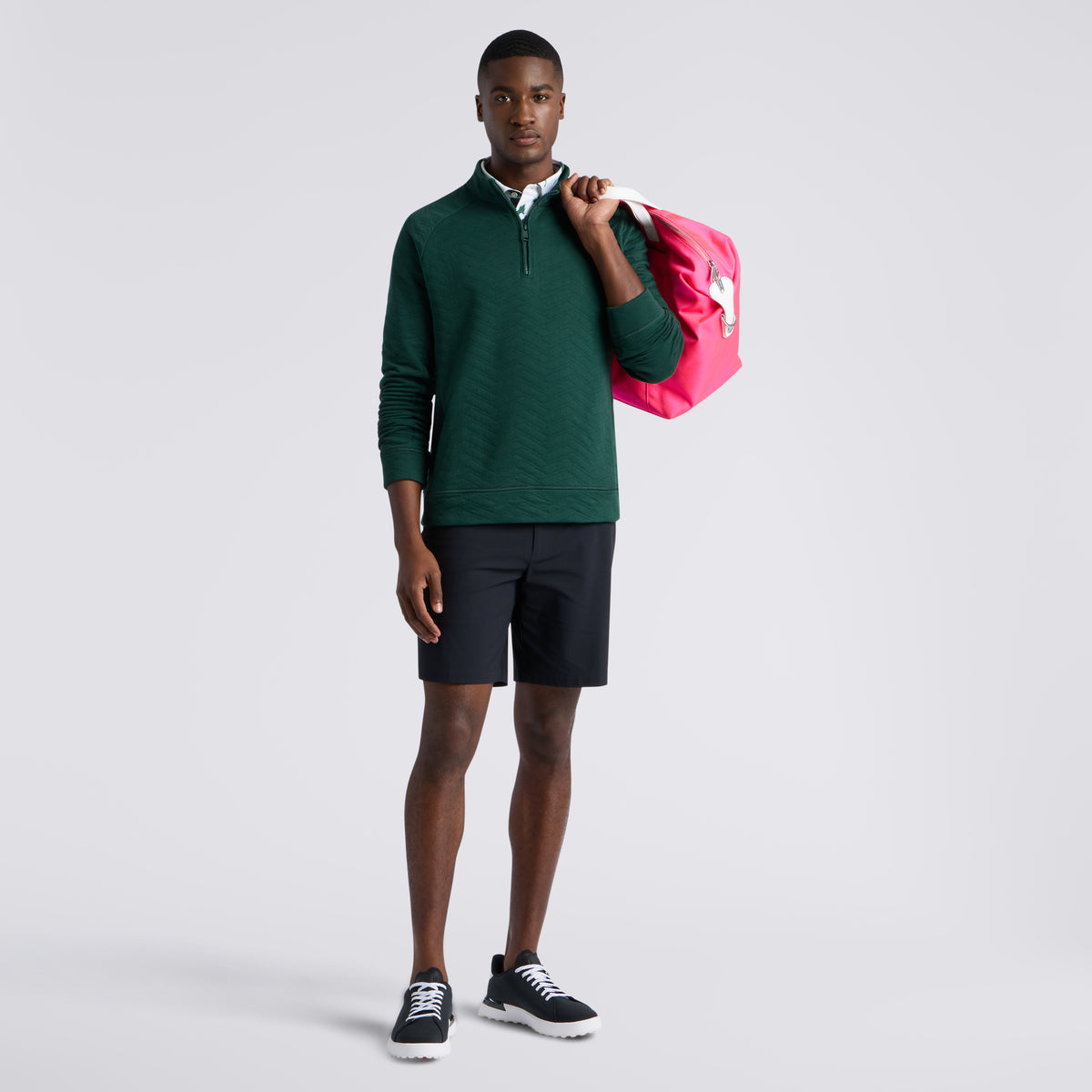 DUNES COTTON QUILTED 1/4 ZIP PULLOVER PINE