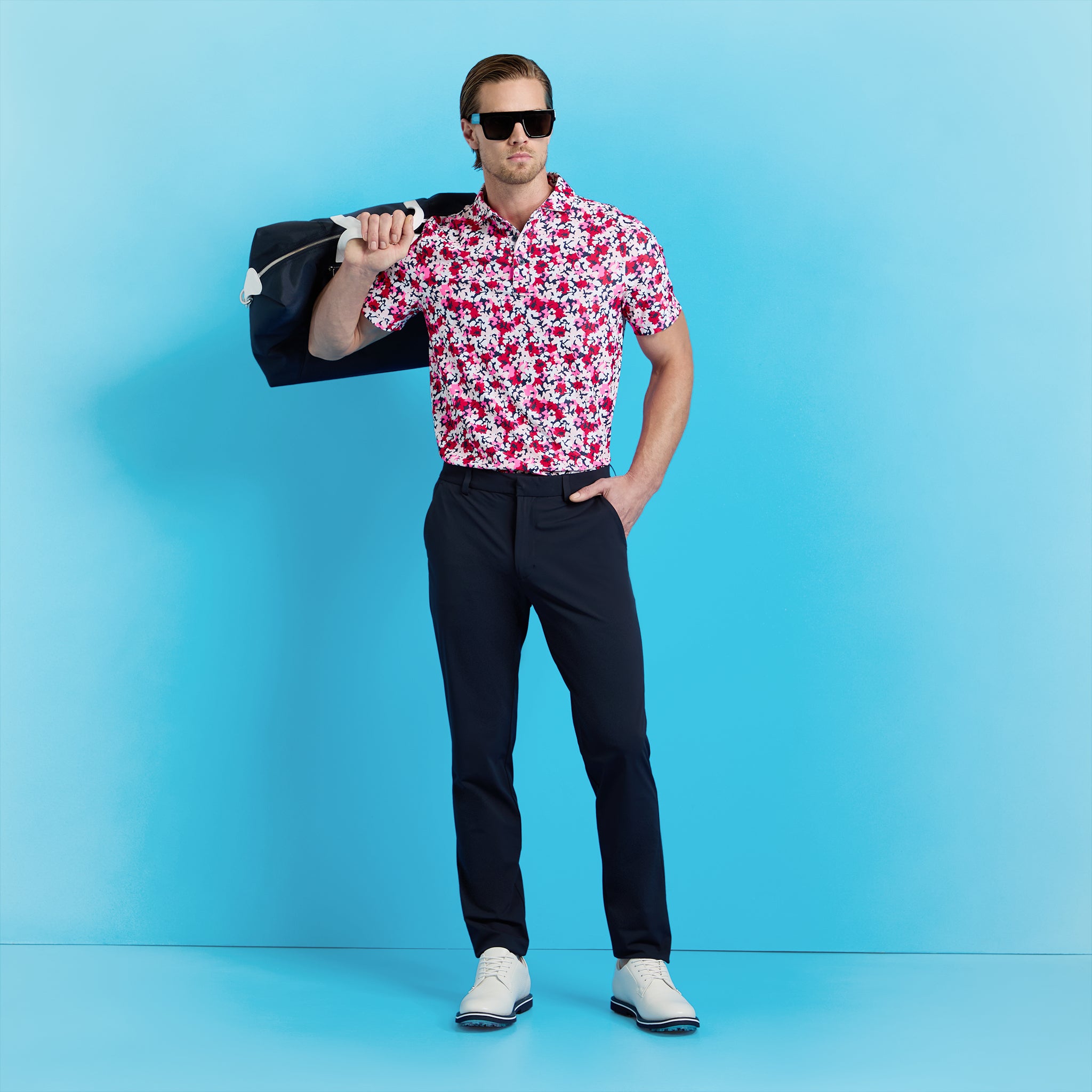 CAMO FLORAL TECH PIQUÉ POLO RACER LAVA