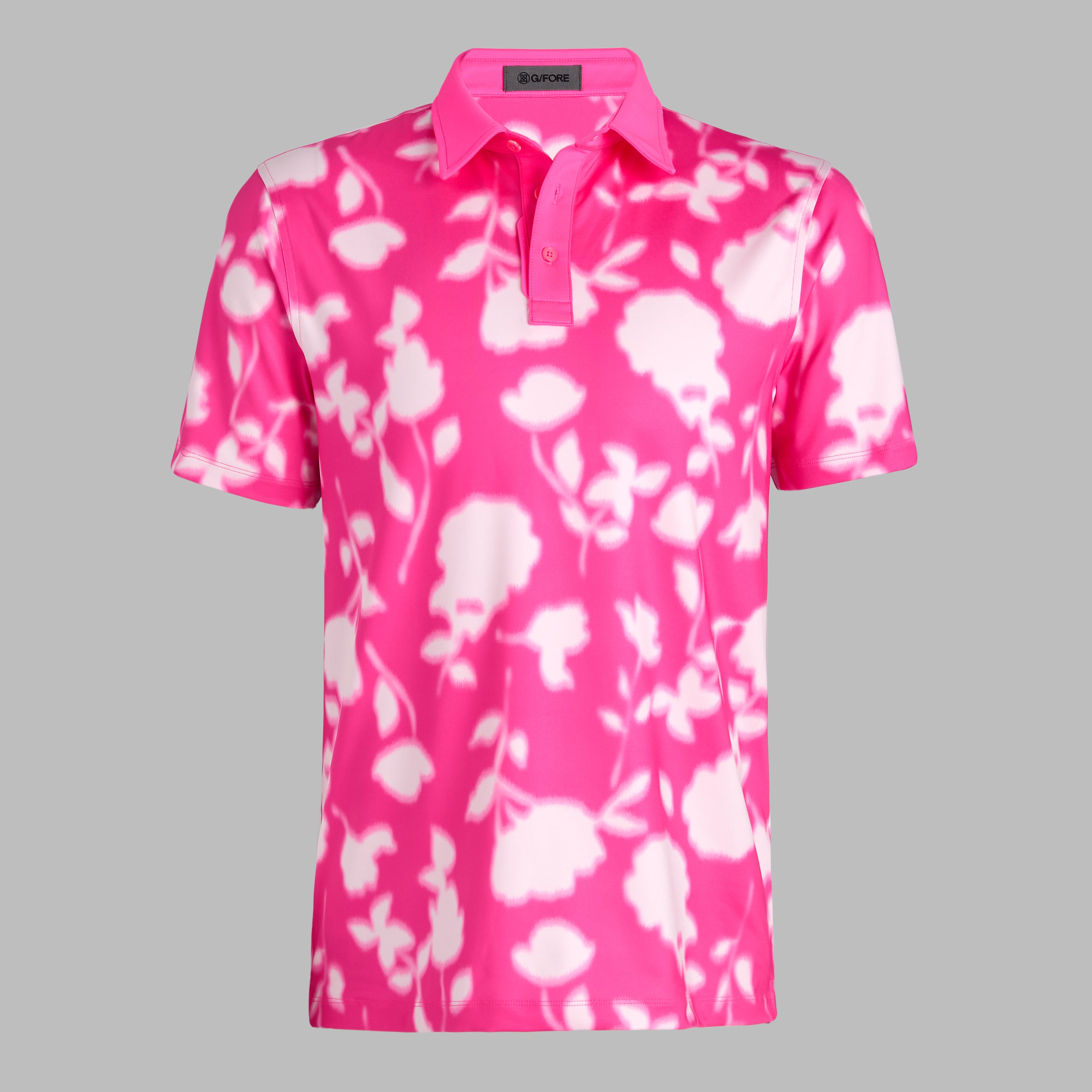 BLUR FLORAL TECH JERSEY POLO KNOCKOUT PINK