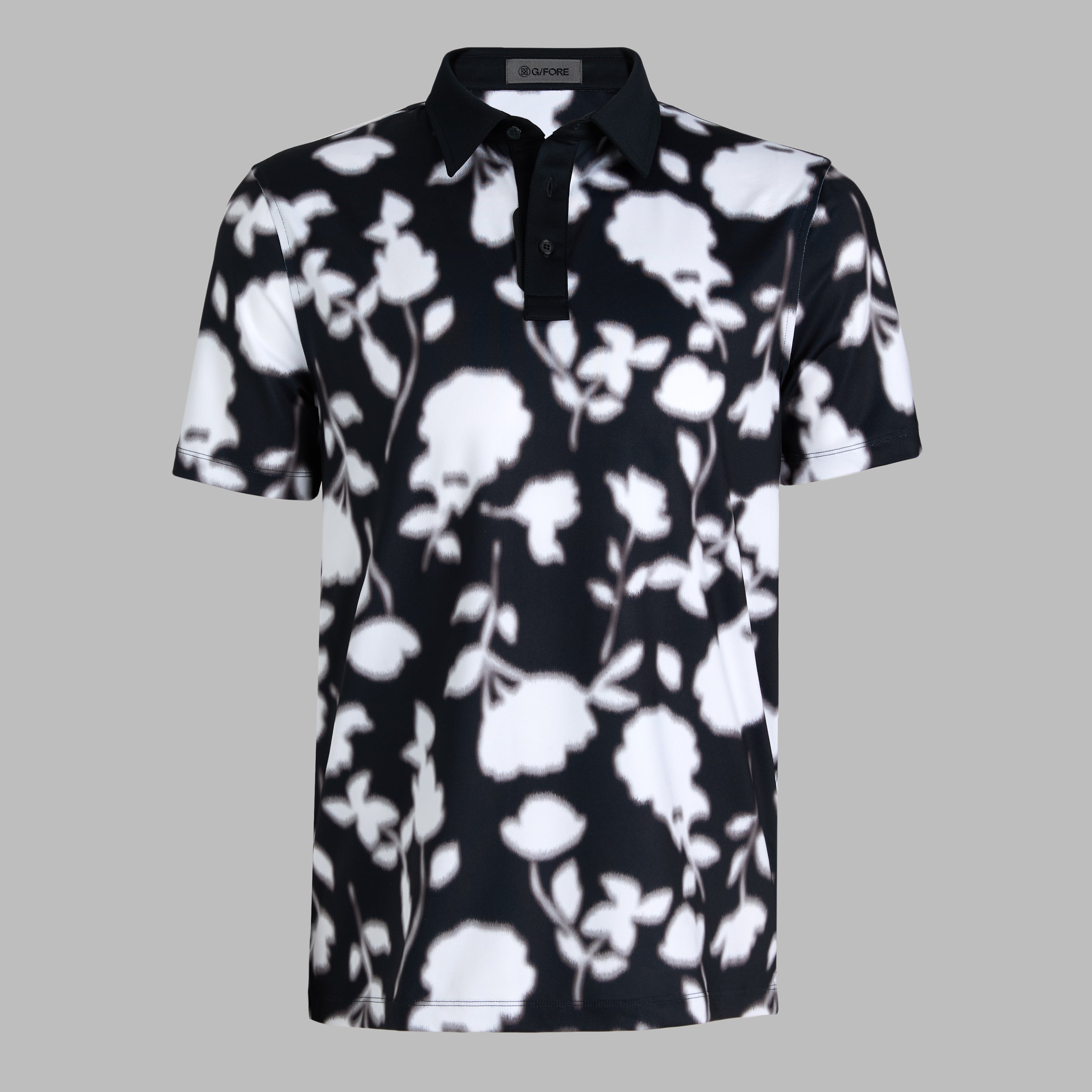 BLUR FLORAL TECH JERSEY POLO ONYX