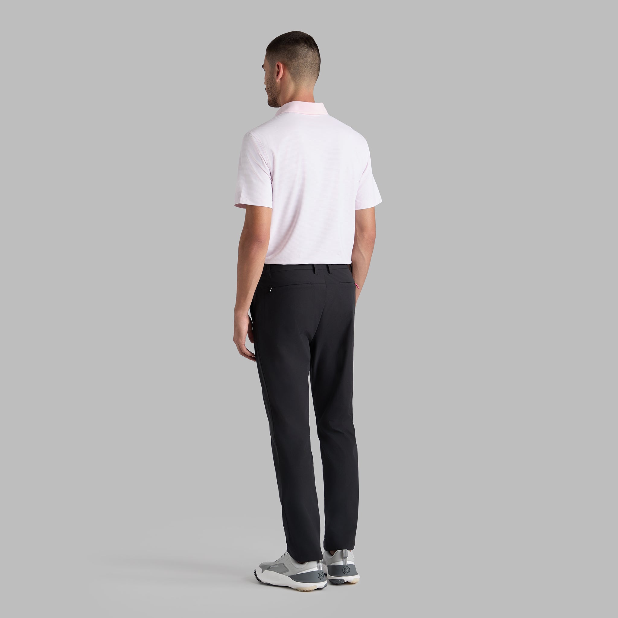 FEEDER STRIPE HIGH GAUGE JERSEY POLO BLUSH