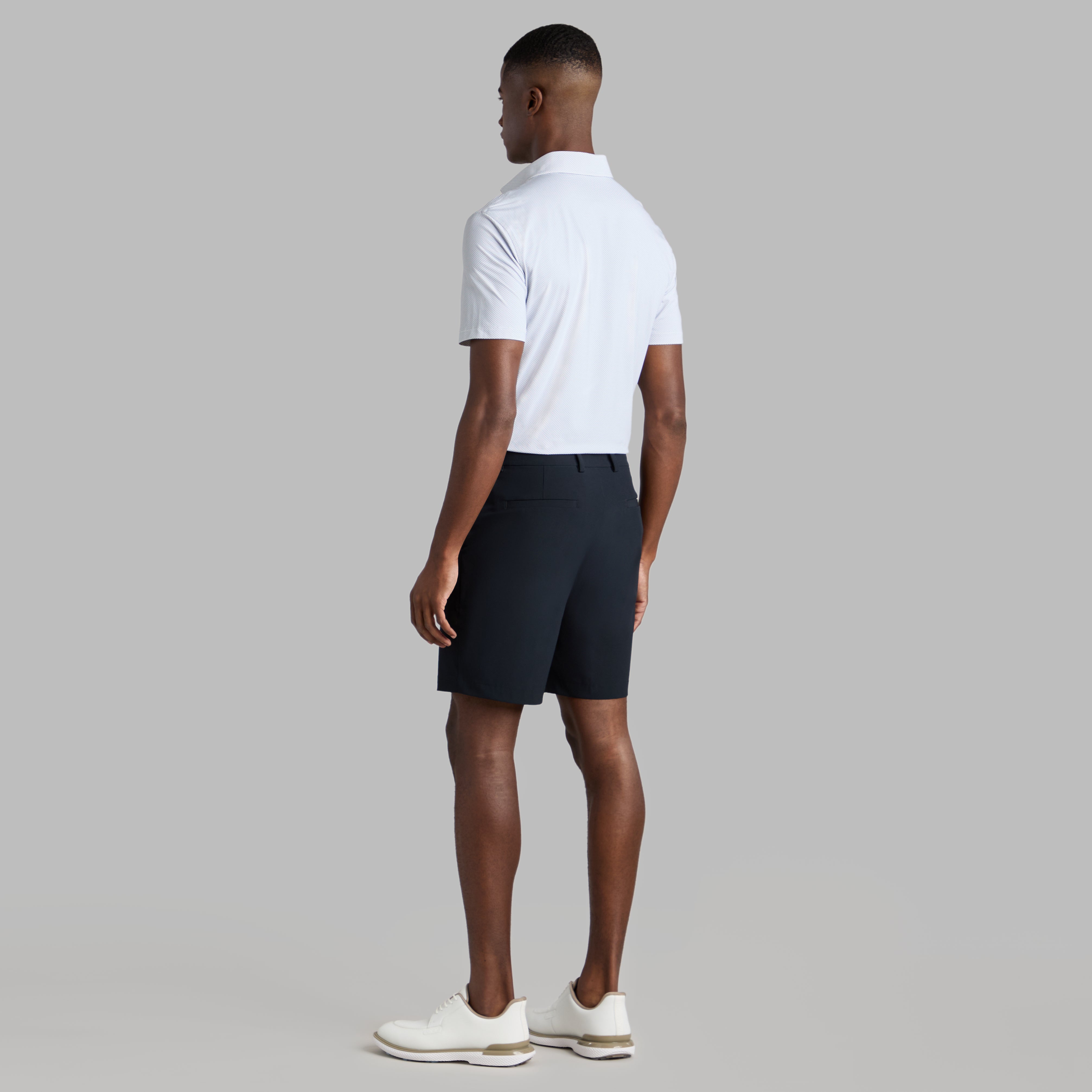 SCALLOP WARP KNIT POLO ONYX