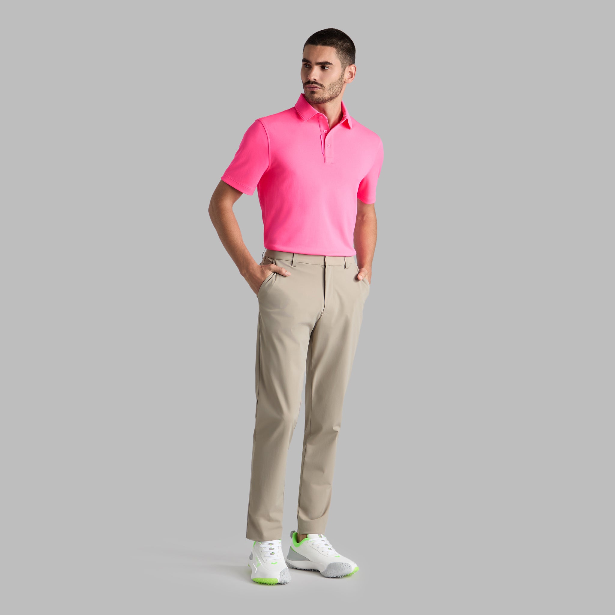 ESSENTIAL PERFORMANCE PIQUE POLO KNOCKOUT PINK