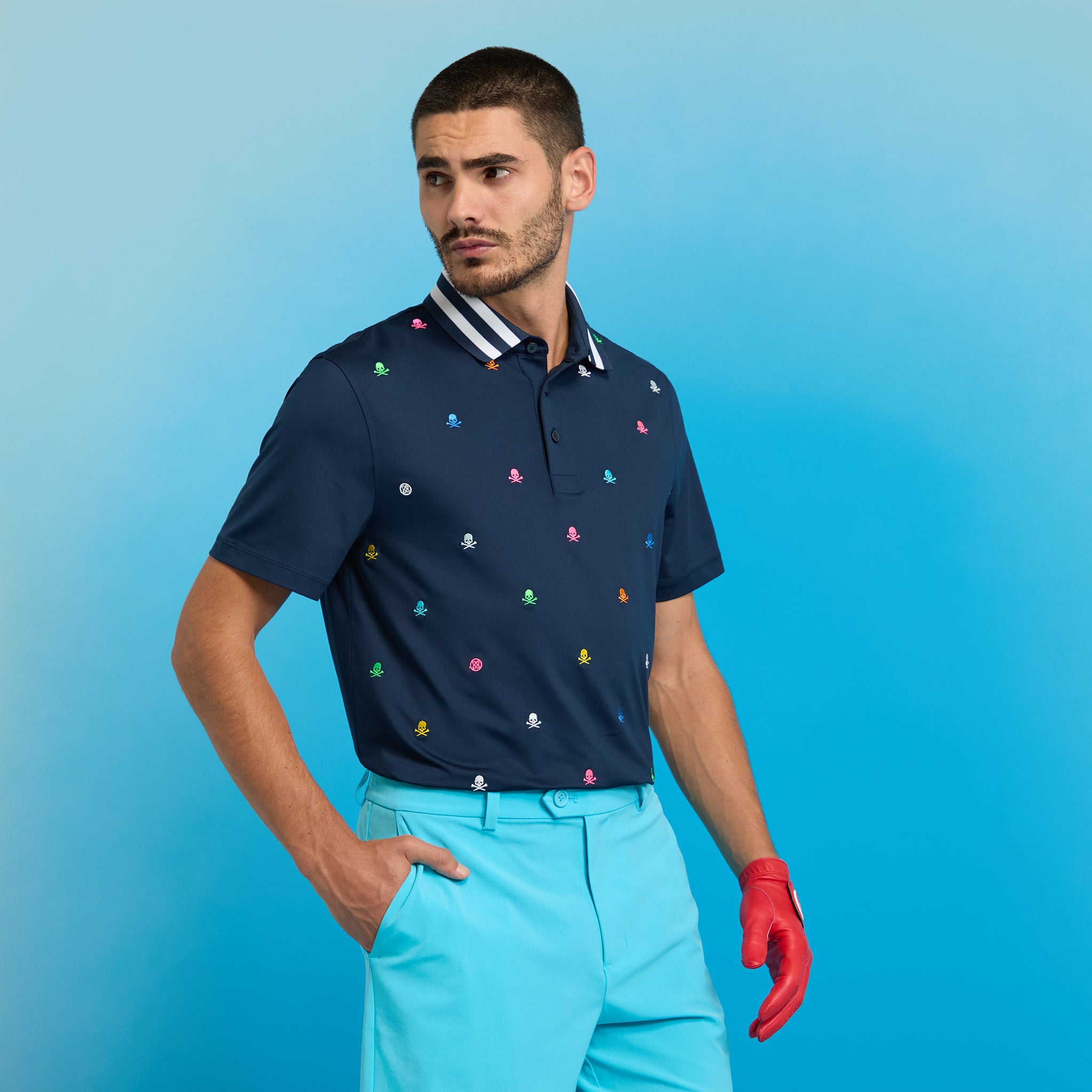 EMBROIDERED TECH JERSEY POLO TWILIGHT