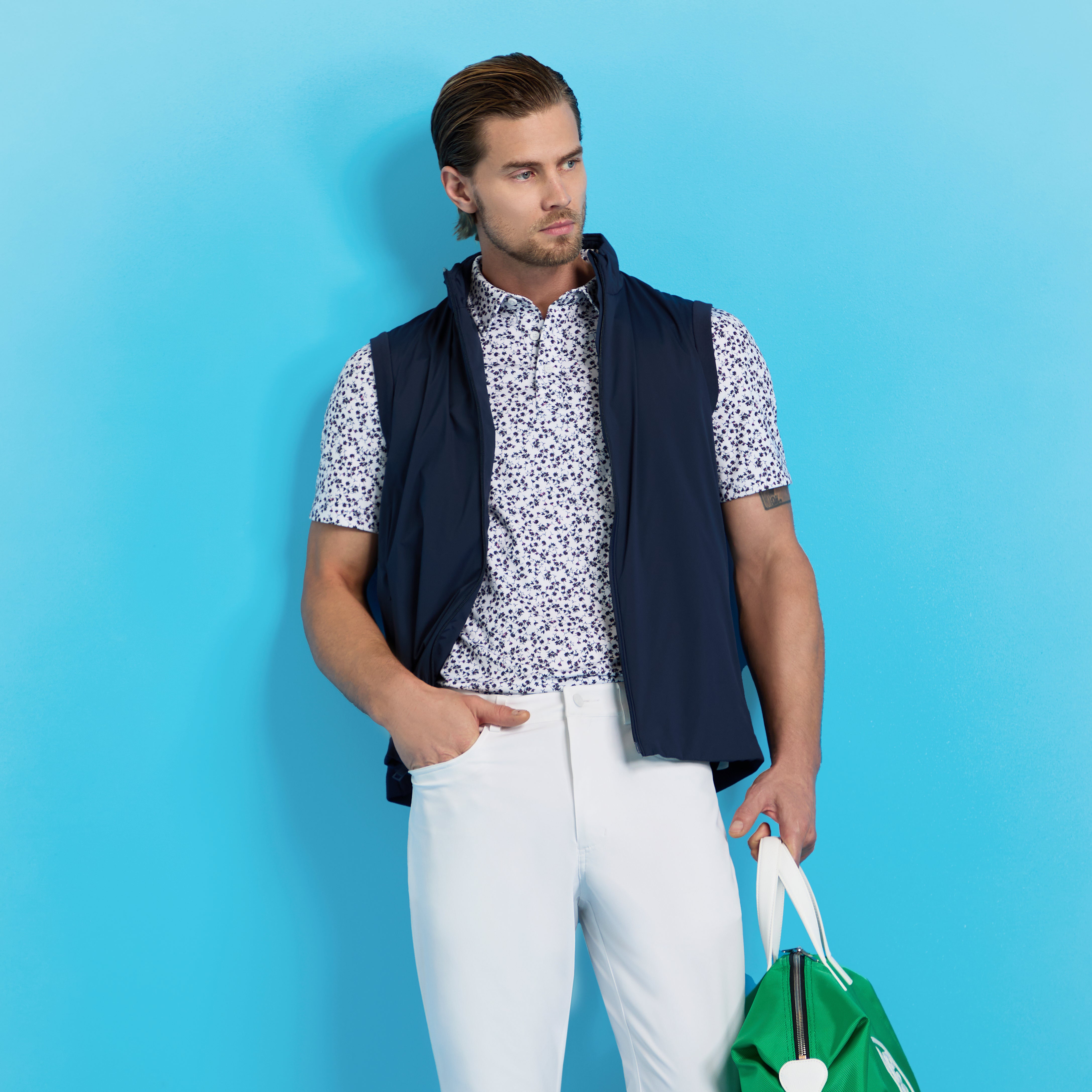 GARDEN TECH STRETCH JERSEY POLO TWILIGHT