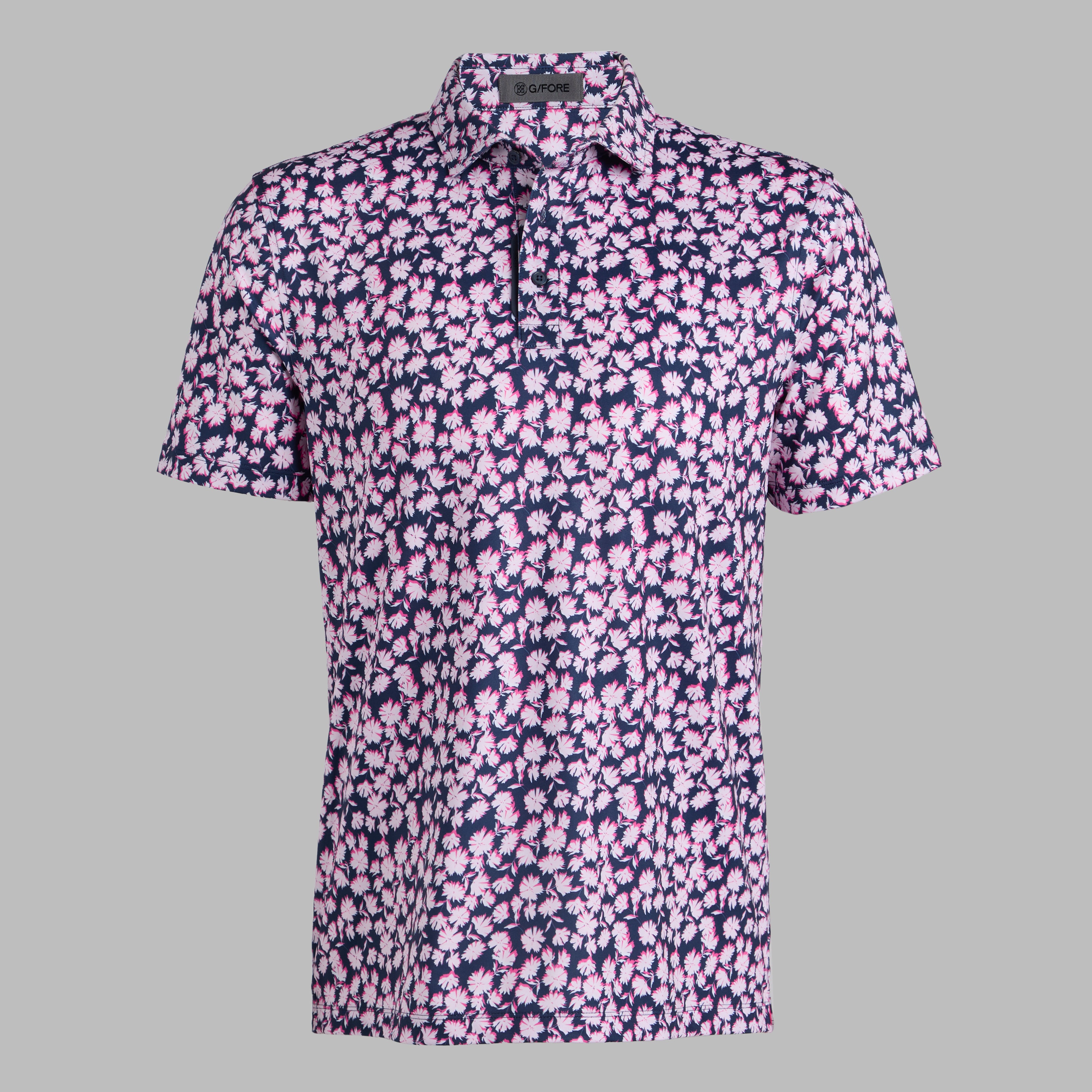 OPTIC FLORAL TECH STRETCH JERSEY POLO BLUSH