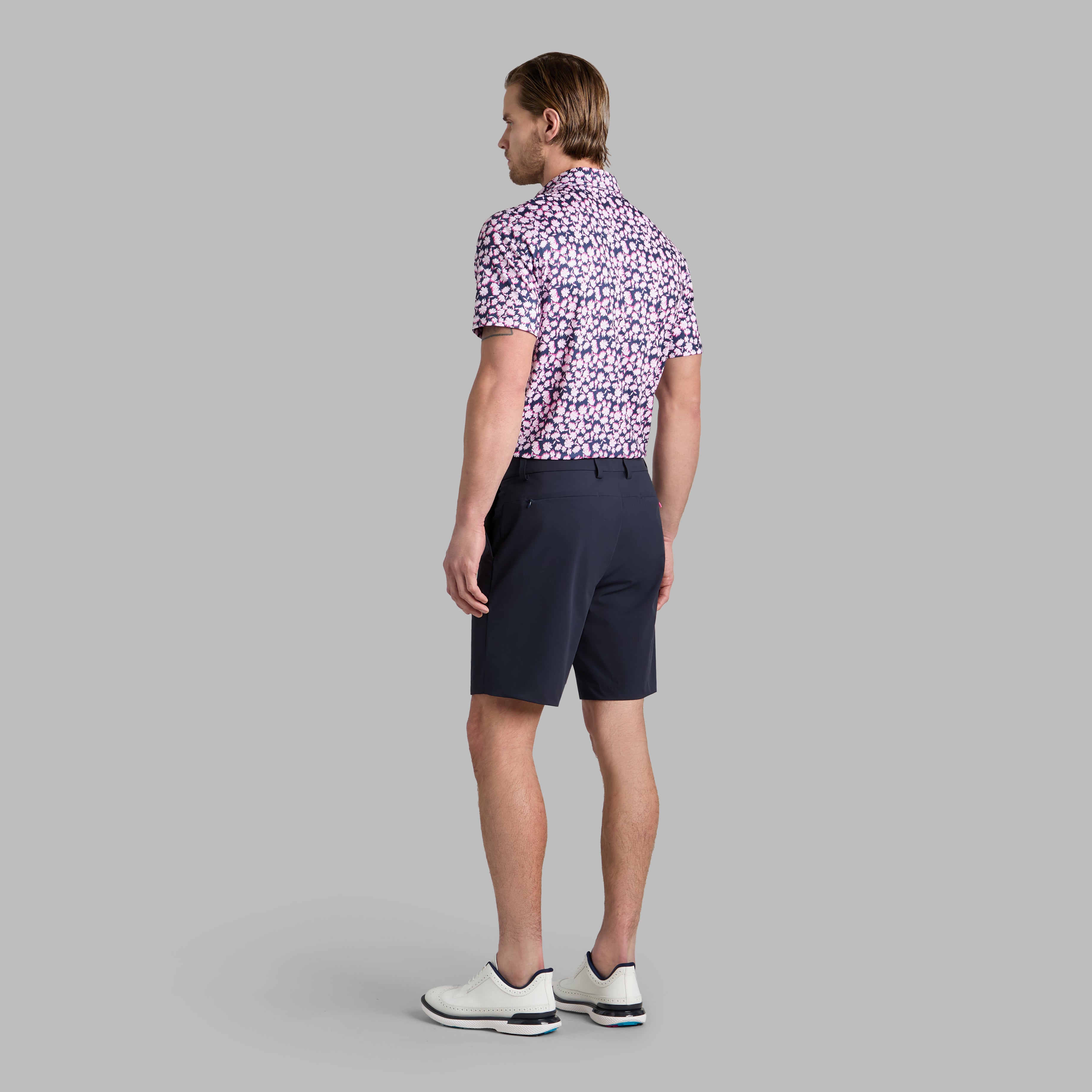 OPTIC FLORAL TECH STRETCH JERSEY POLO BLUSH