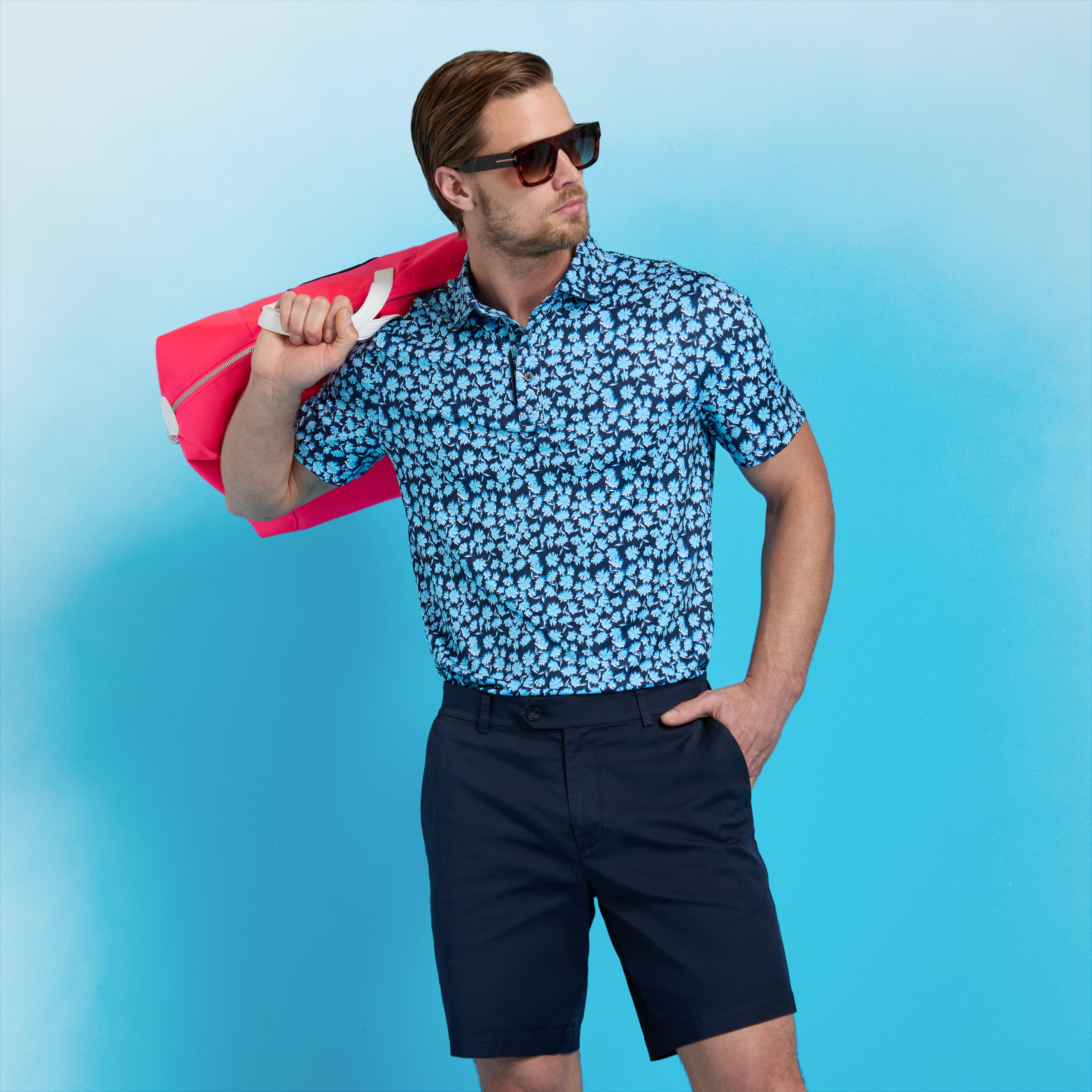 OPTIC FLORAL TECH STRETCH JERSEY POLO BREEZE