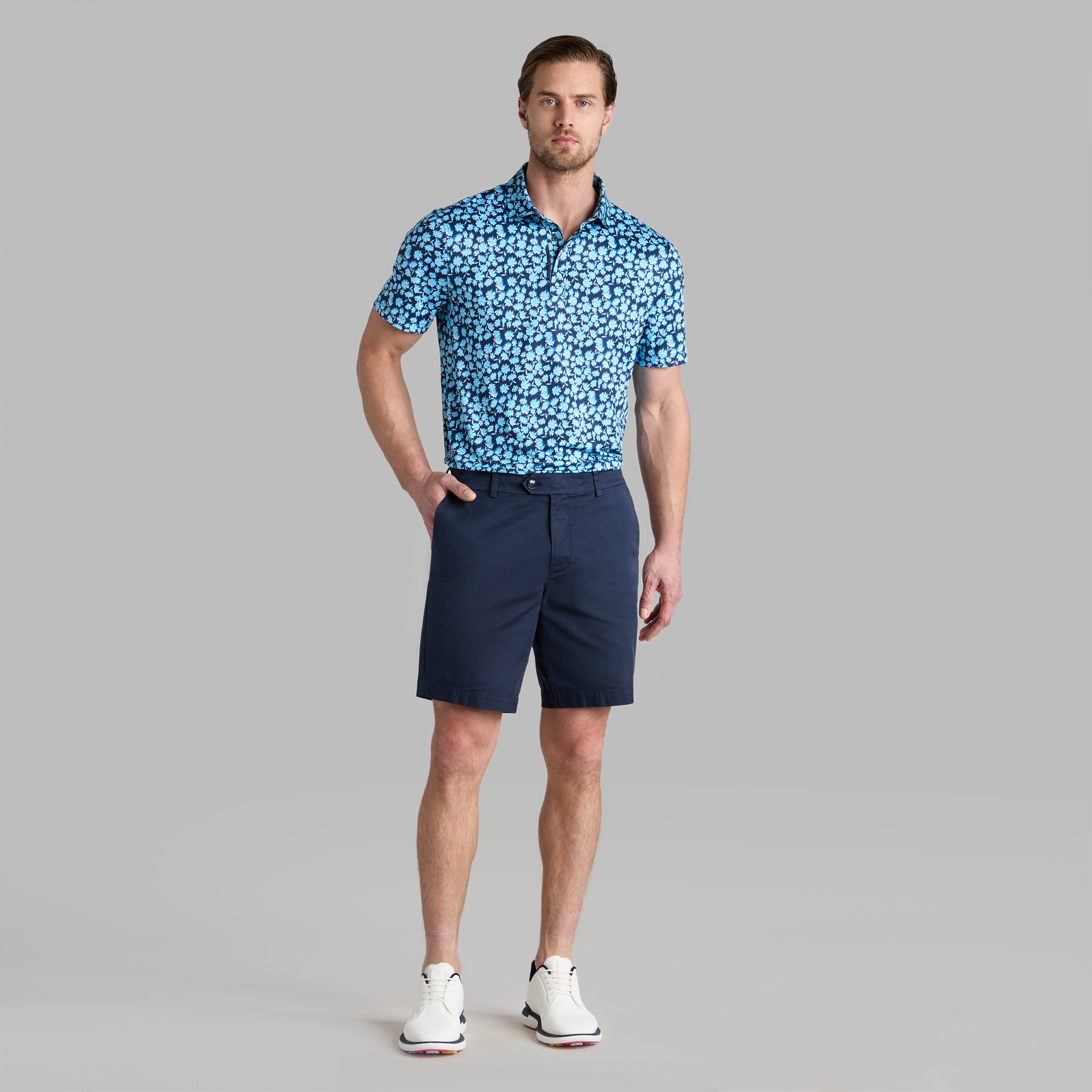 OPTIC FLORAL TECH STRETCH JERSEY POLO BREEZE