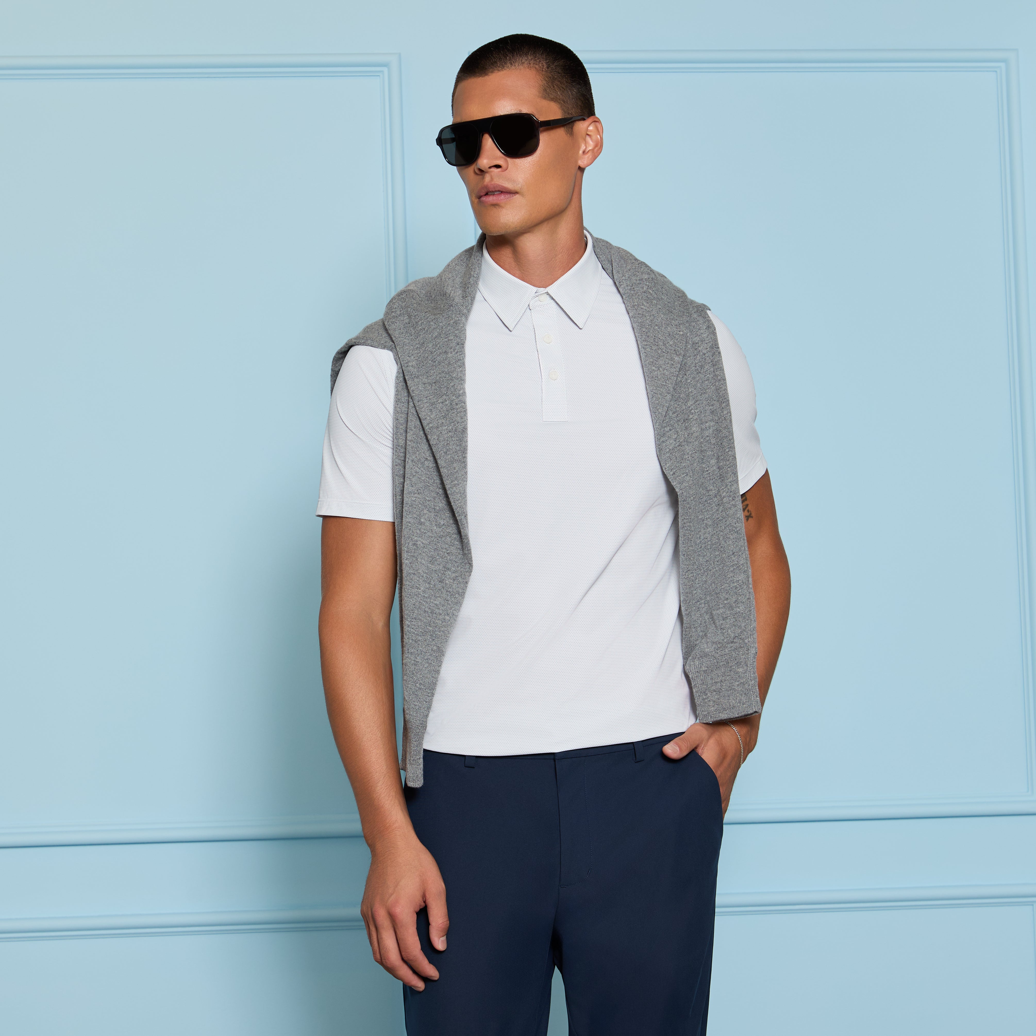 FINE STRETCH JACQUARD POLO TWILIGHT