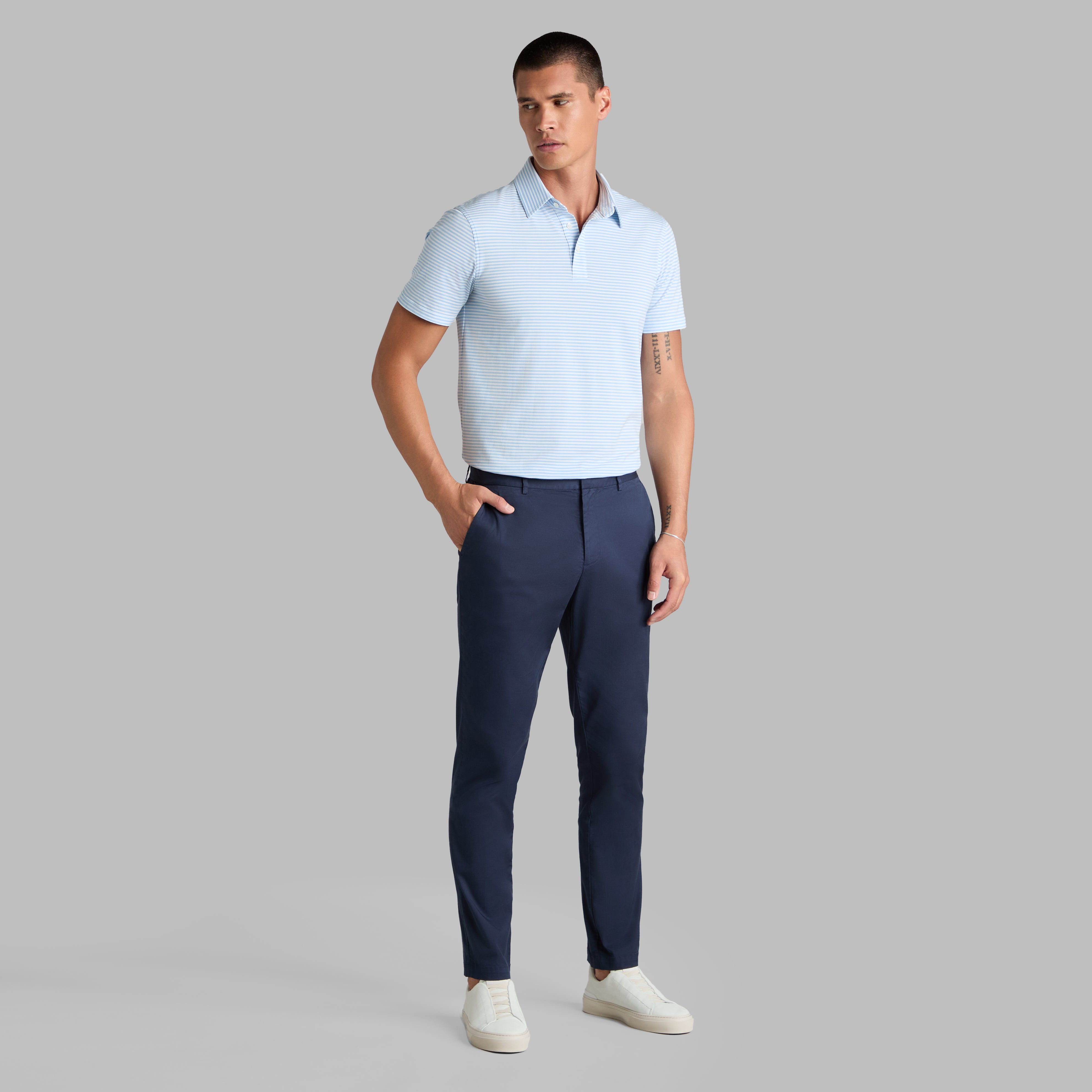 ALL PLAY STRIPE STRETCH KNIT POLO BAJA