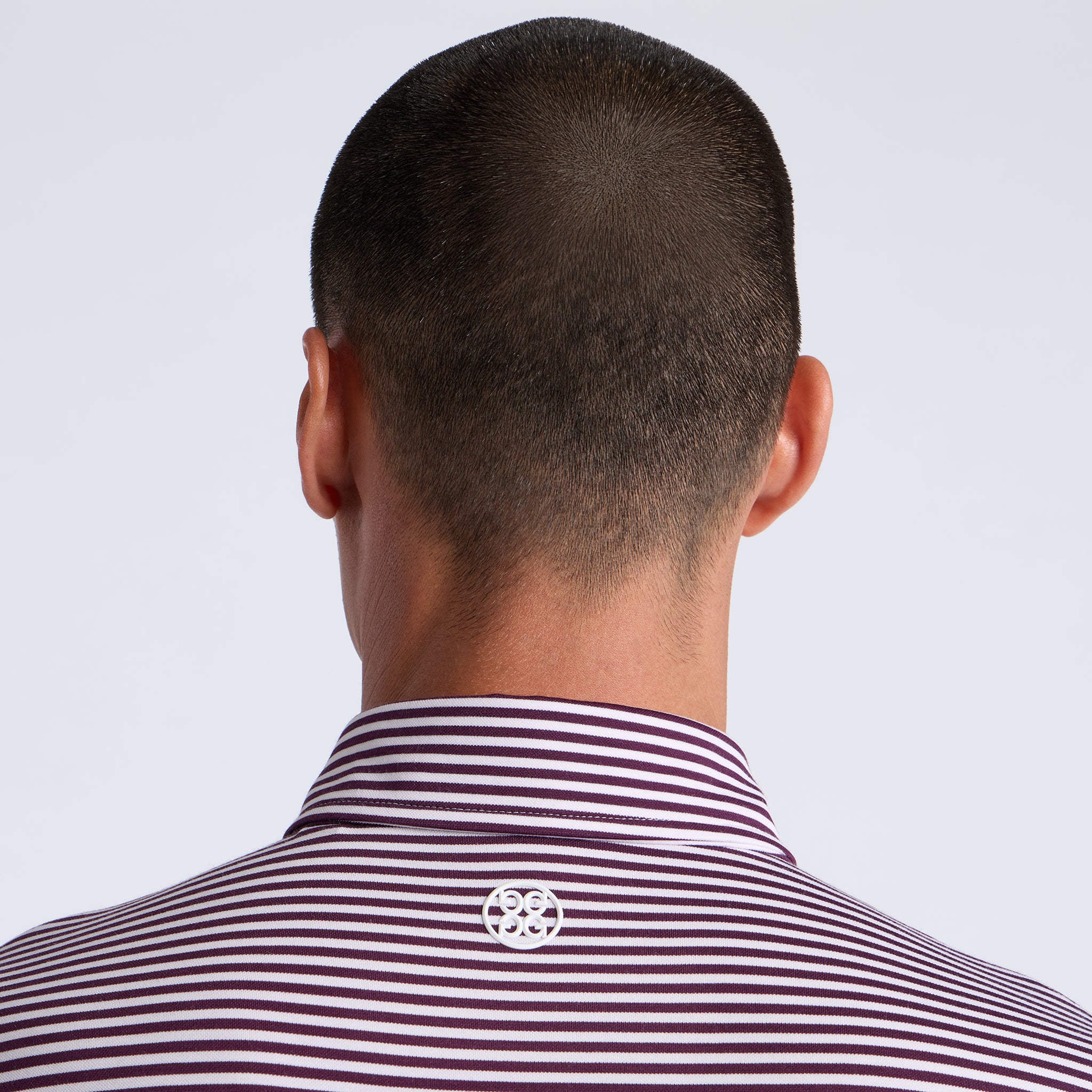 ALL PLAY STRIPE STRETCH KNIT POLO DARK PLUM