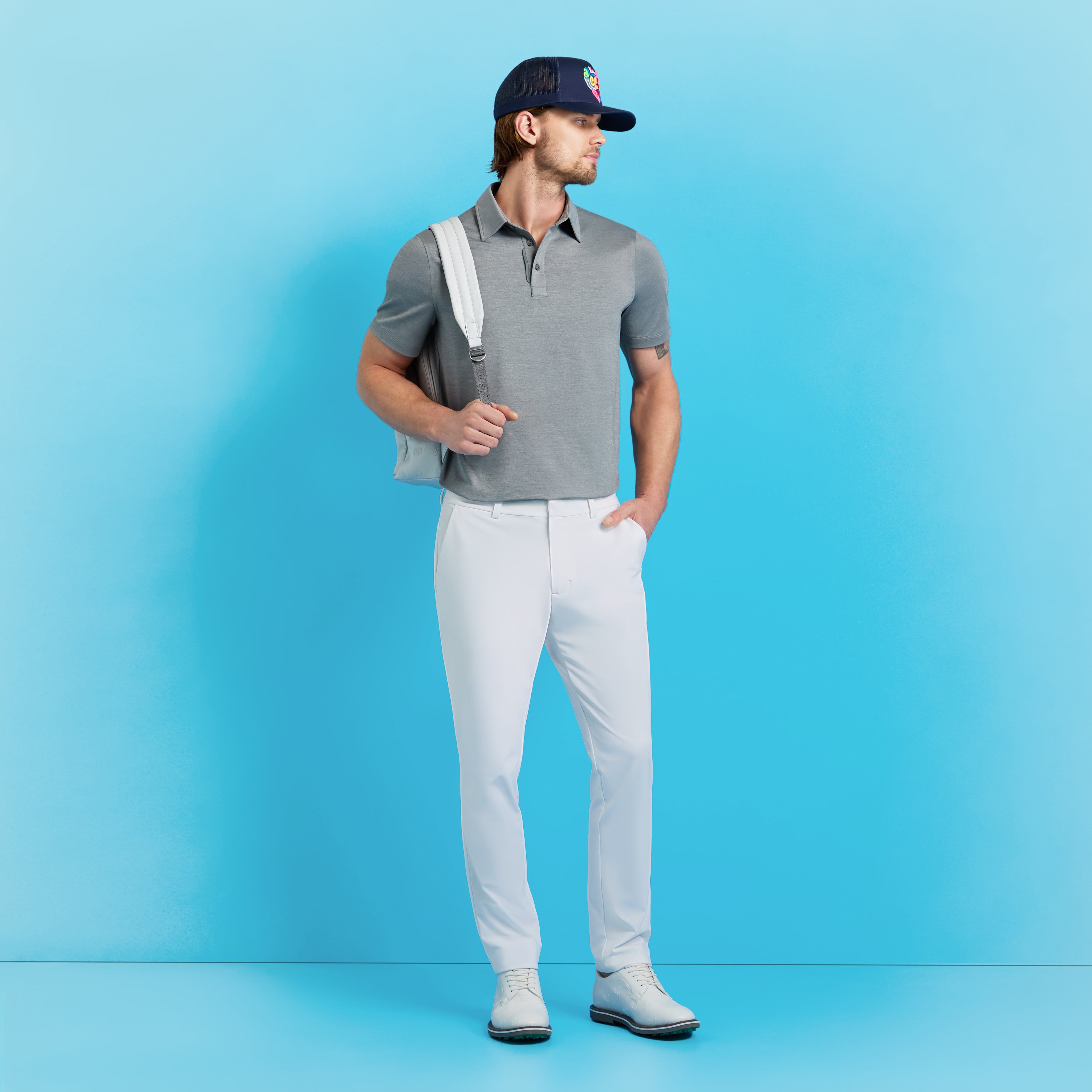MÉLANGE ICE NYLON POLO CHARCOAL MÉLANGE