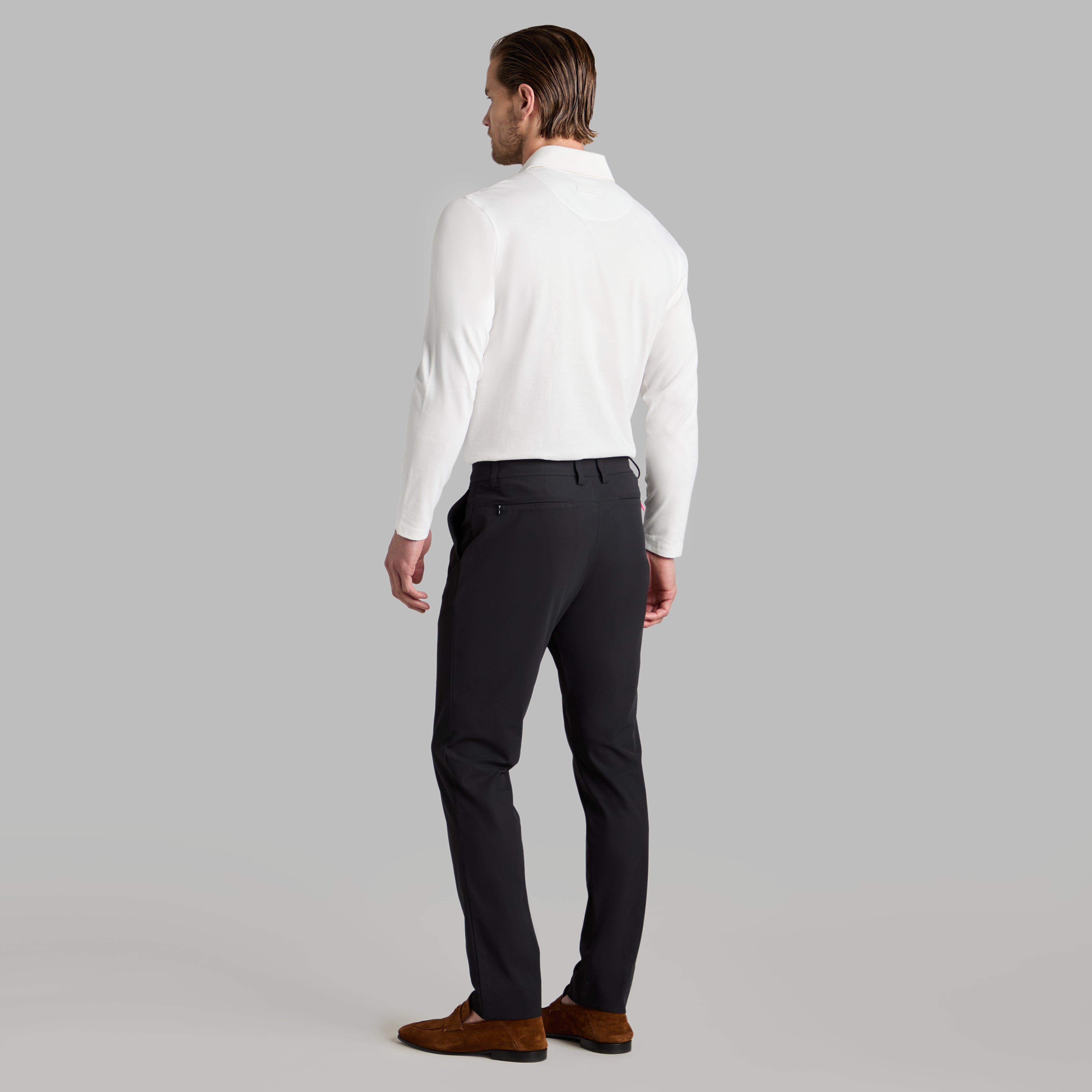SUPER SOFT BRUSHED COTTON LONG SLEEVE POLO SNOW