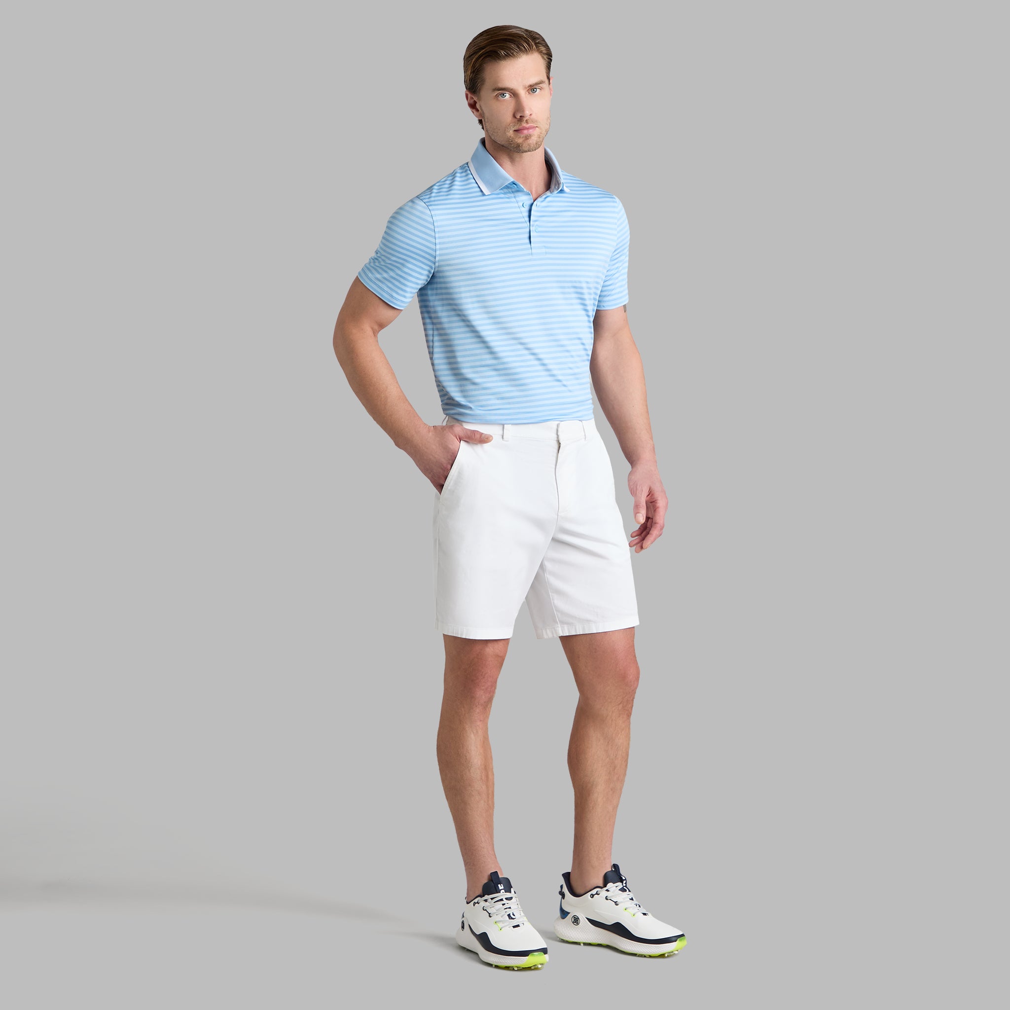 PERFORATED STRIPE JERSEY POLO BAJA