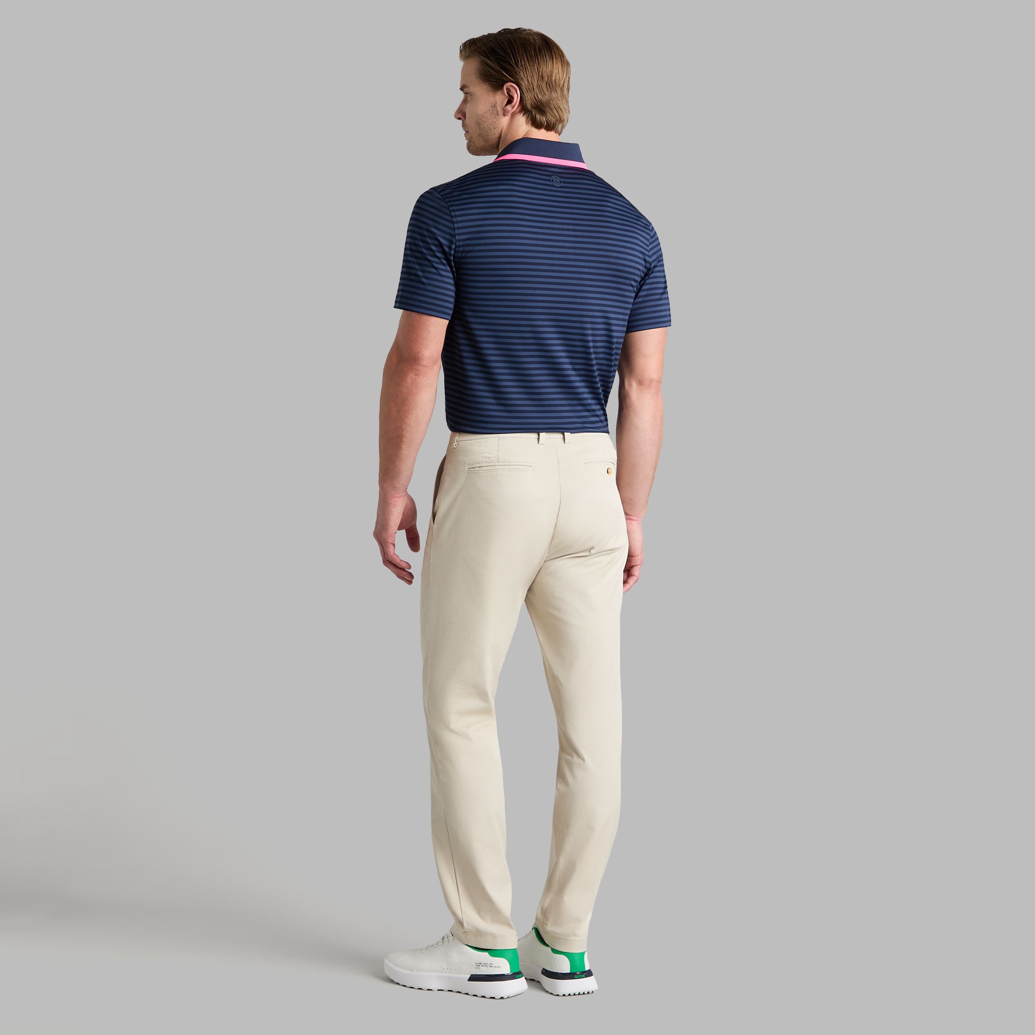 PERFORATED STRIPE JERSEY POLO TWILIGHT
