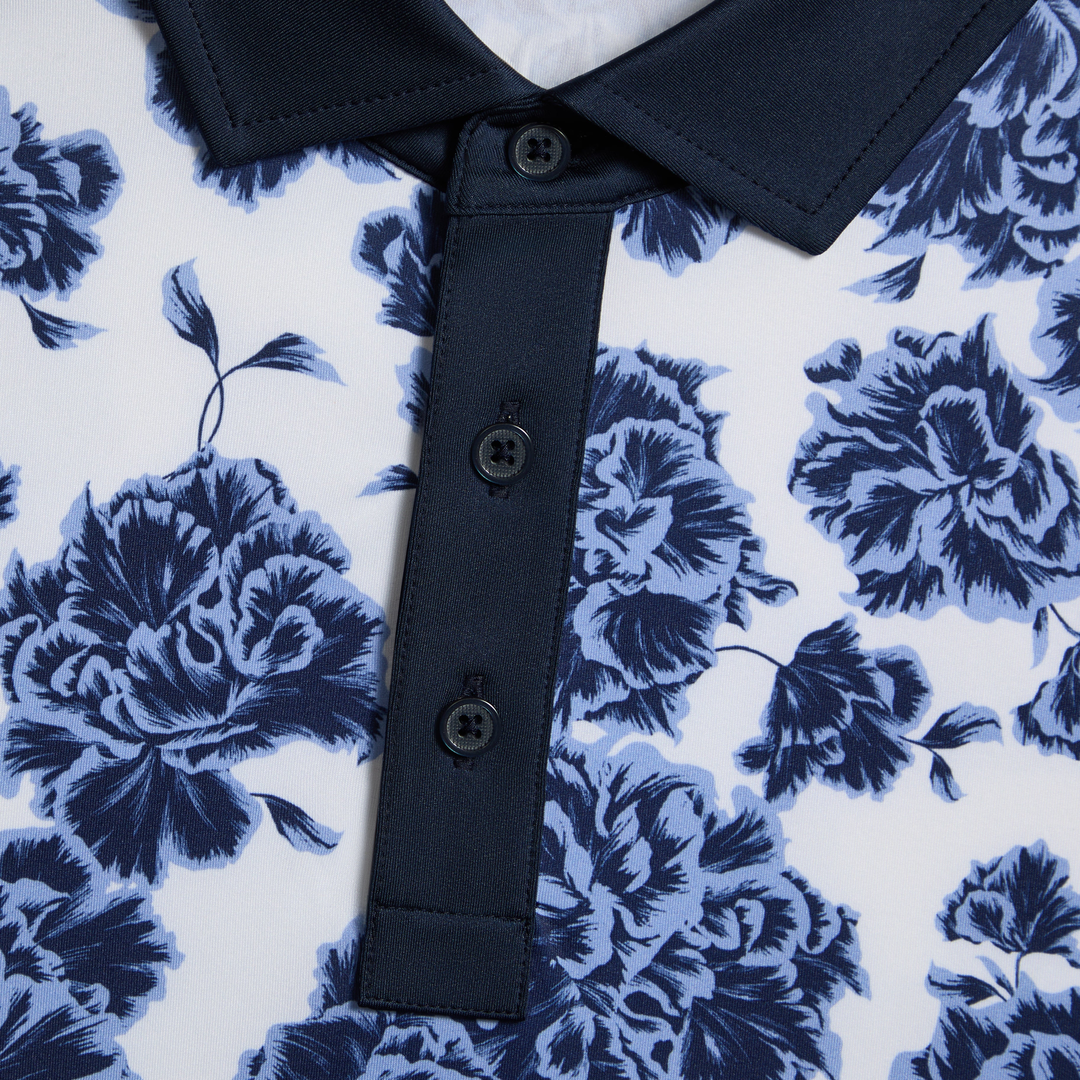 STAMPED FLORAL TECH JERSEY POLO WILLOW