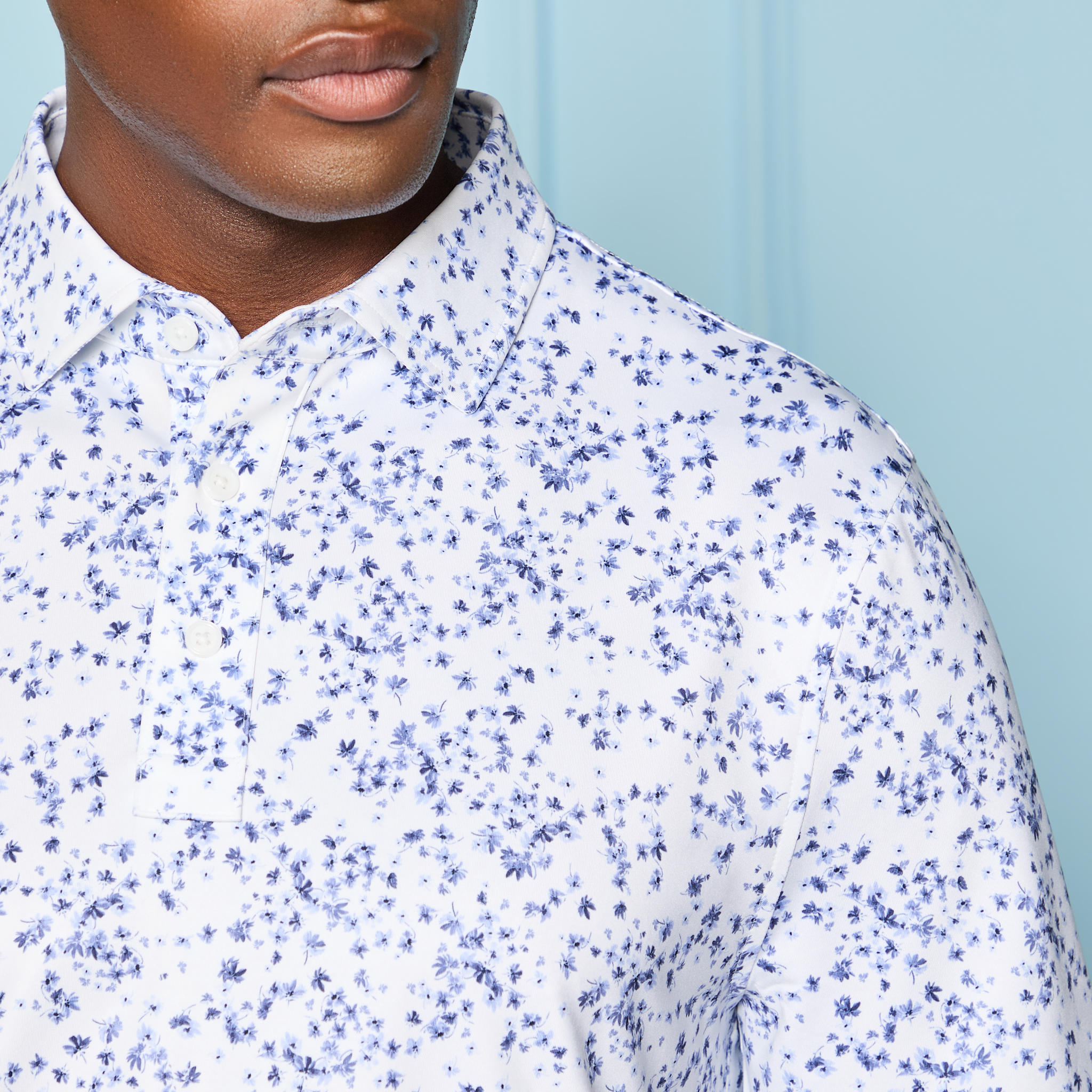 SCATTERED DITZY TECH JERSEY POLO SNOW/TWILIGHT