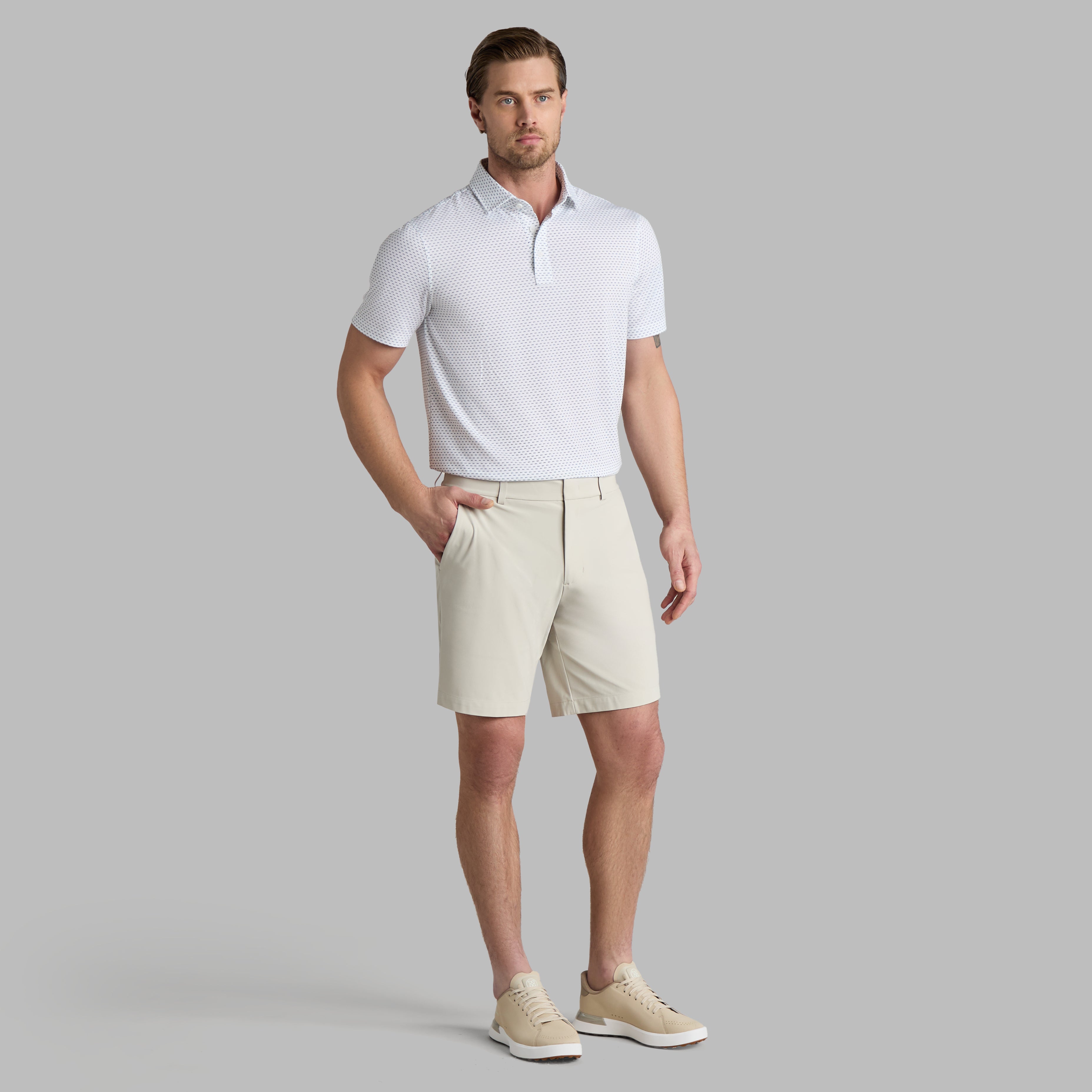 GEO ALL PLAY STRETCH KNIT POLO SNOW