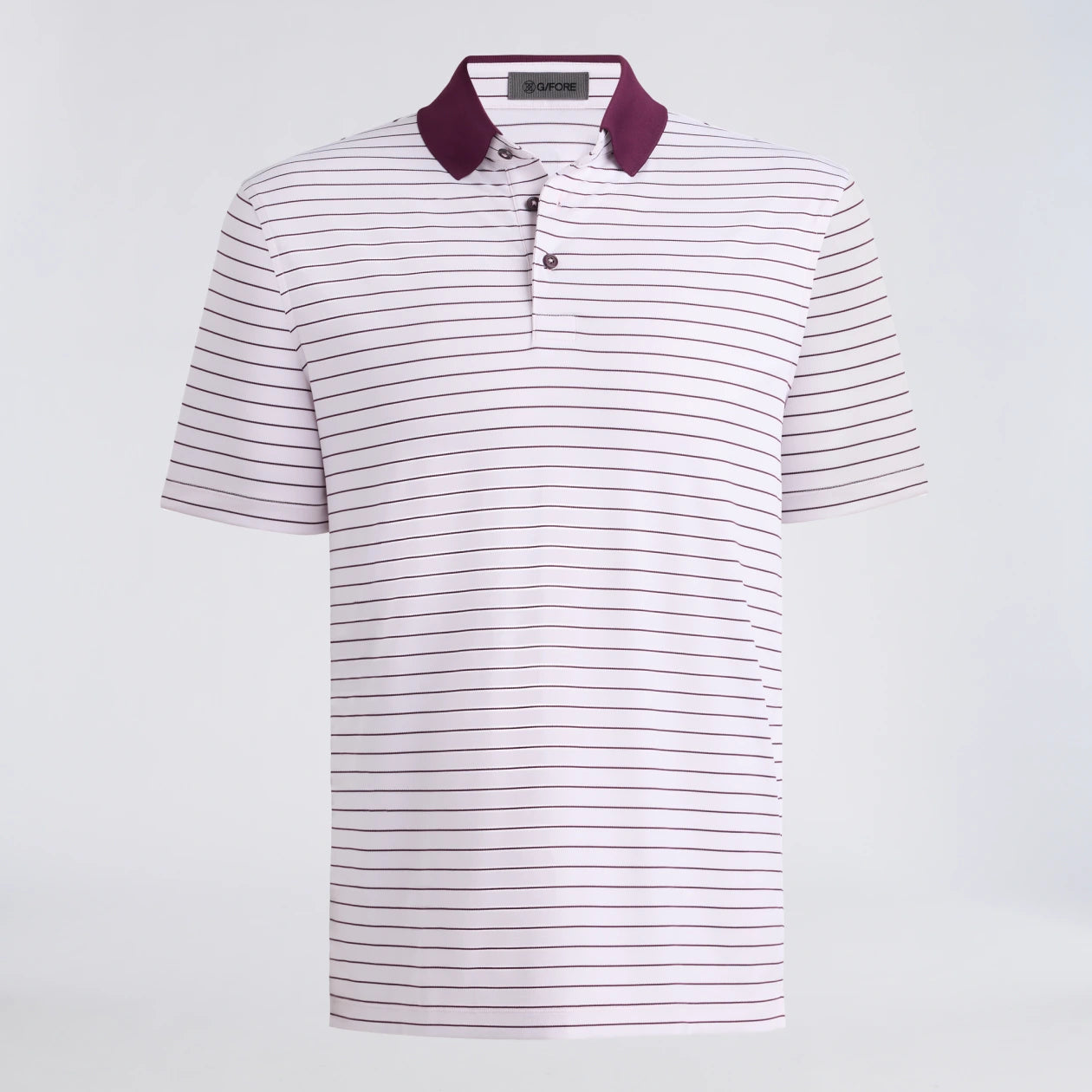 HERRINGBONE STRIPE TECH JERSEY POLO  BLUSH/DARK PLUM