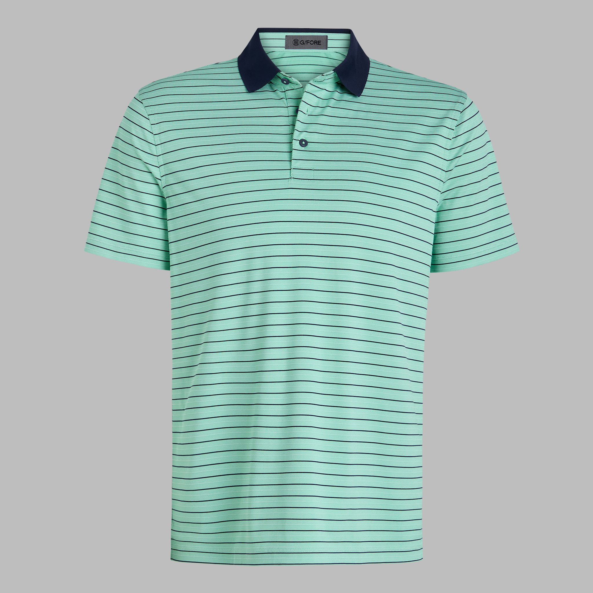 HERRINGBONE STRIPE TECH JERSEY POLO SNOW/CLOVER