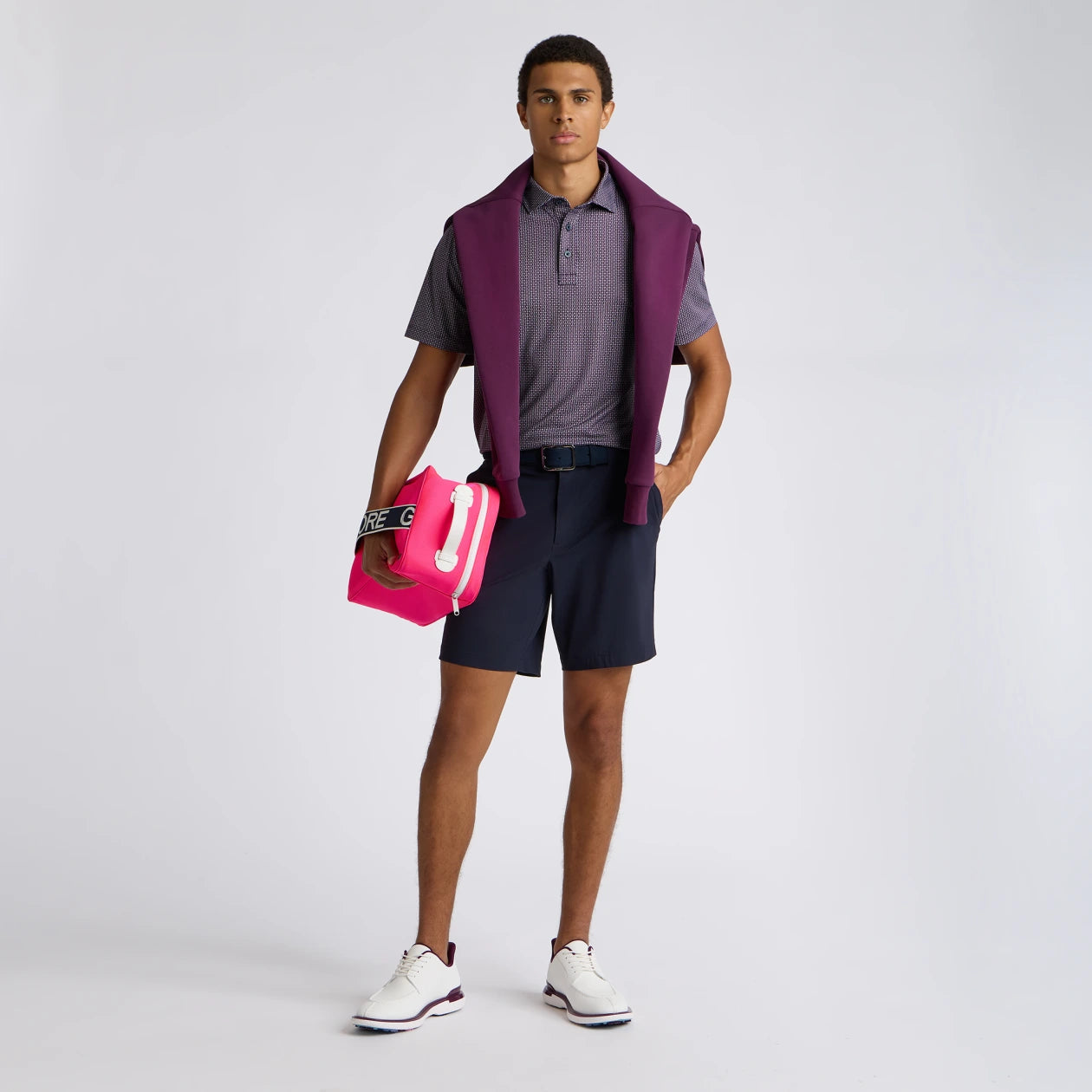 MOD GEO TECH JERSEY POLO TWILIGHT/DARK PLUM