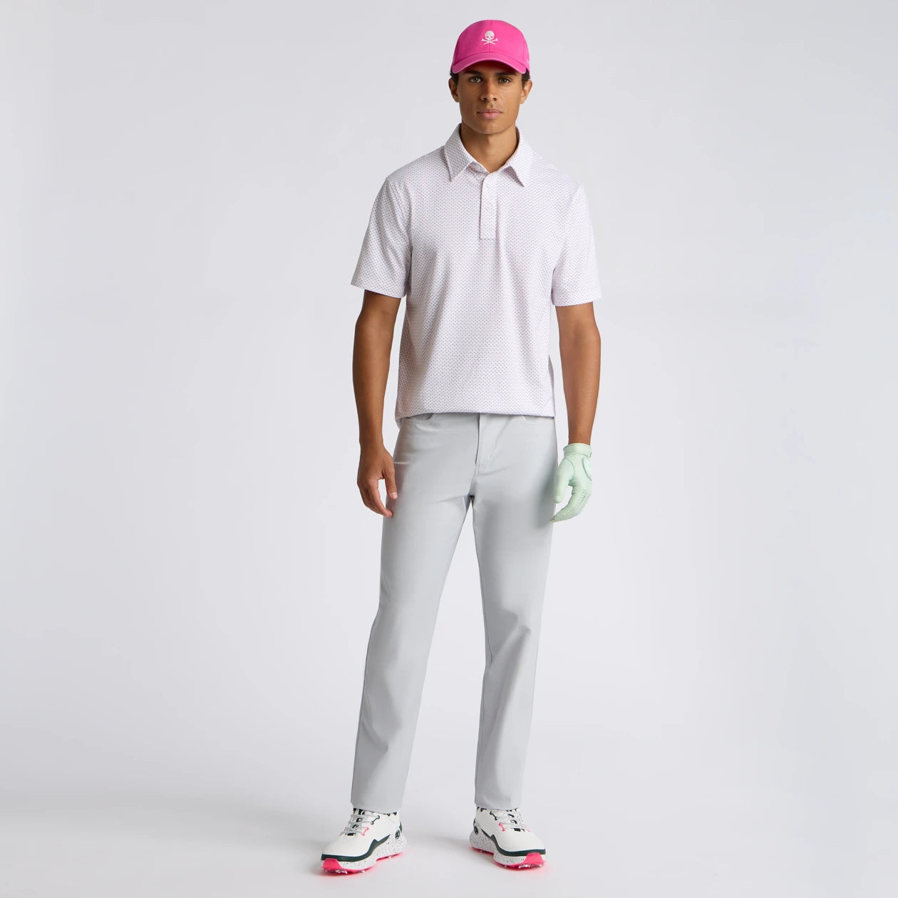 ALL PLAY SPADE GEO STRETCH KNIT POLO SNOW/DARK PLUM