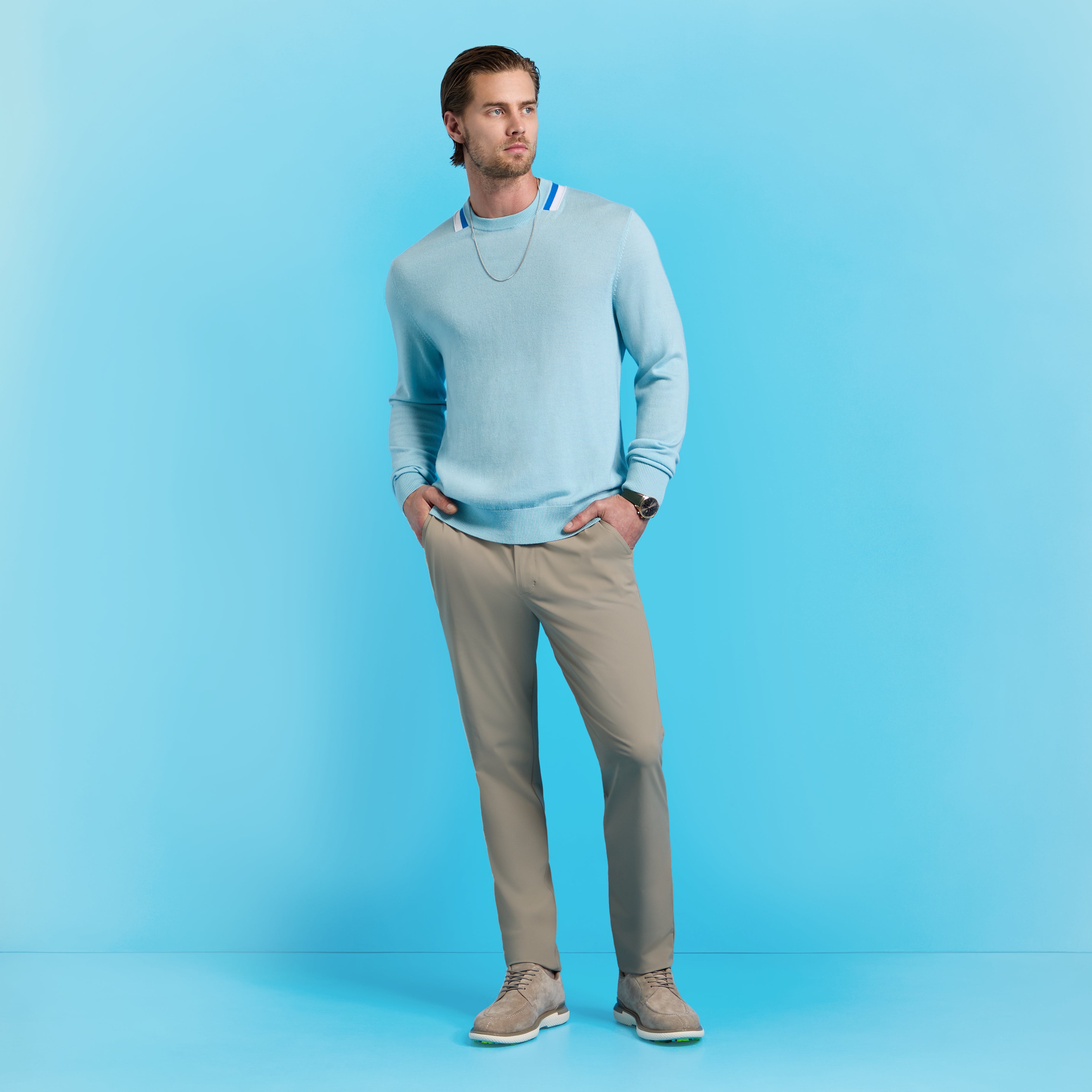 COLOUR BLOCK MERINO WOOL SWEATER DAYBREAK