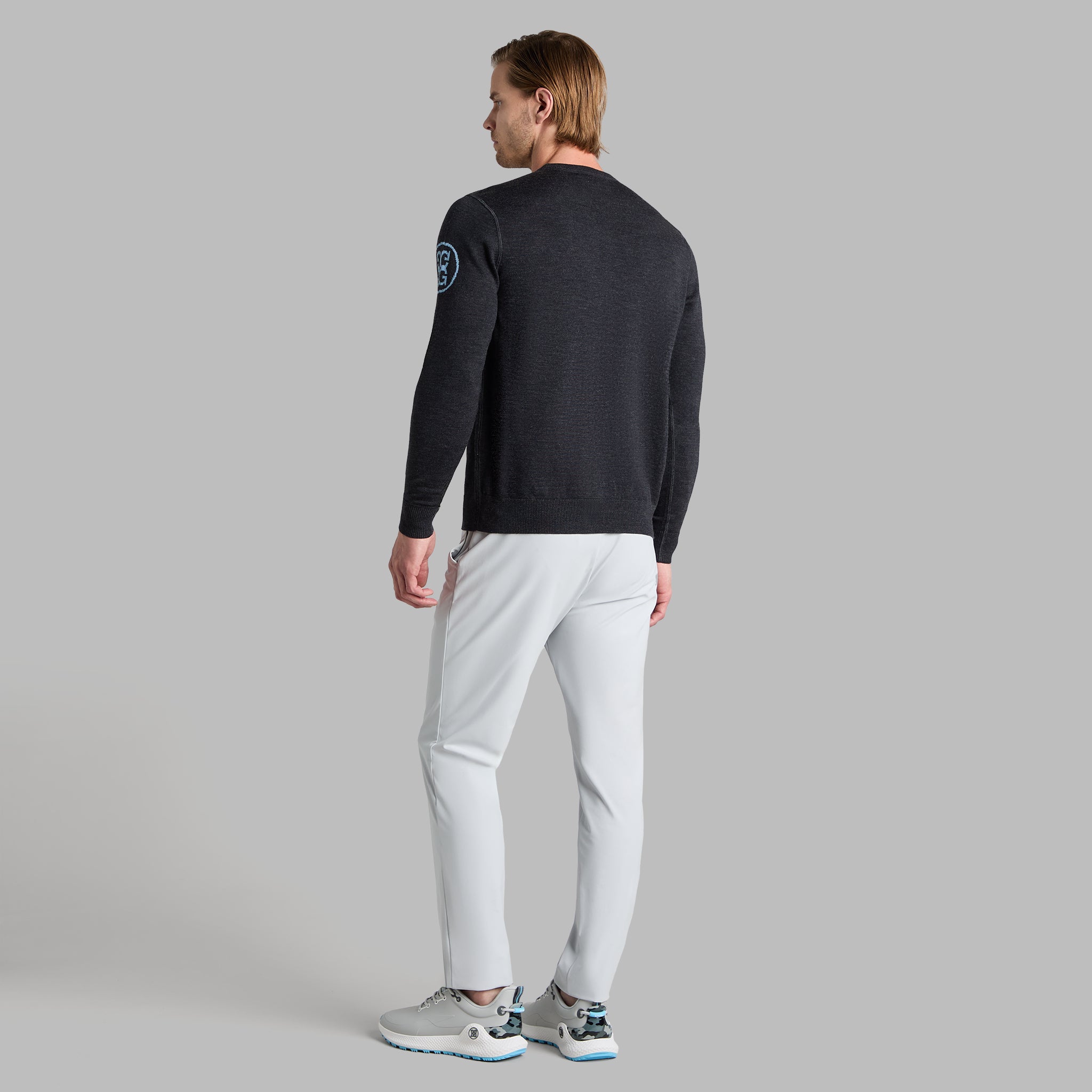 CIRCLE G MERINO WOOL CREWNECK SWEATER CHARCOAL MELANGE