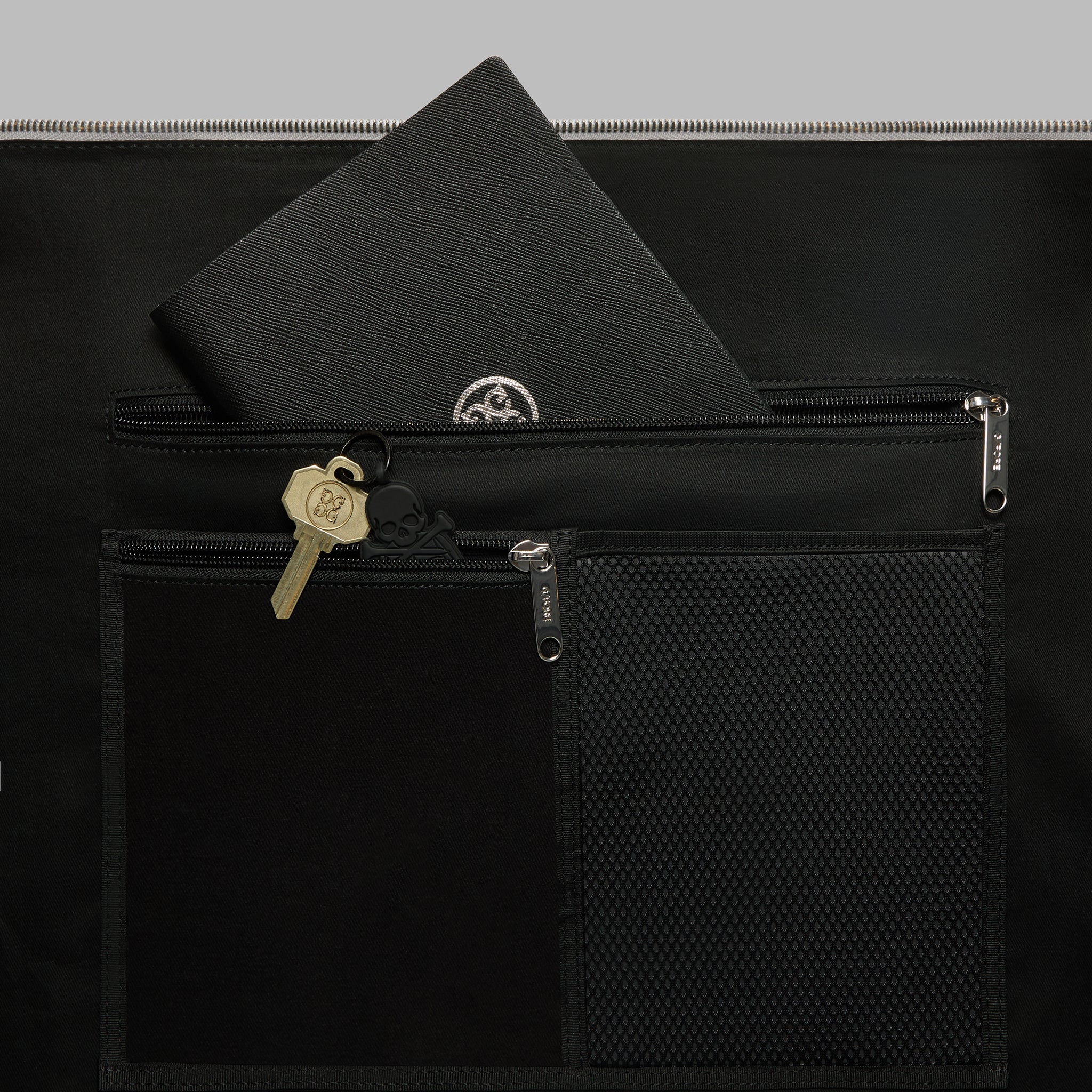 EMBOSSED SKULL & TEES LEATHER WEEKENDER NIMBUS