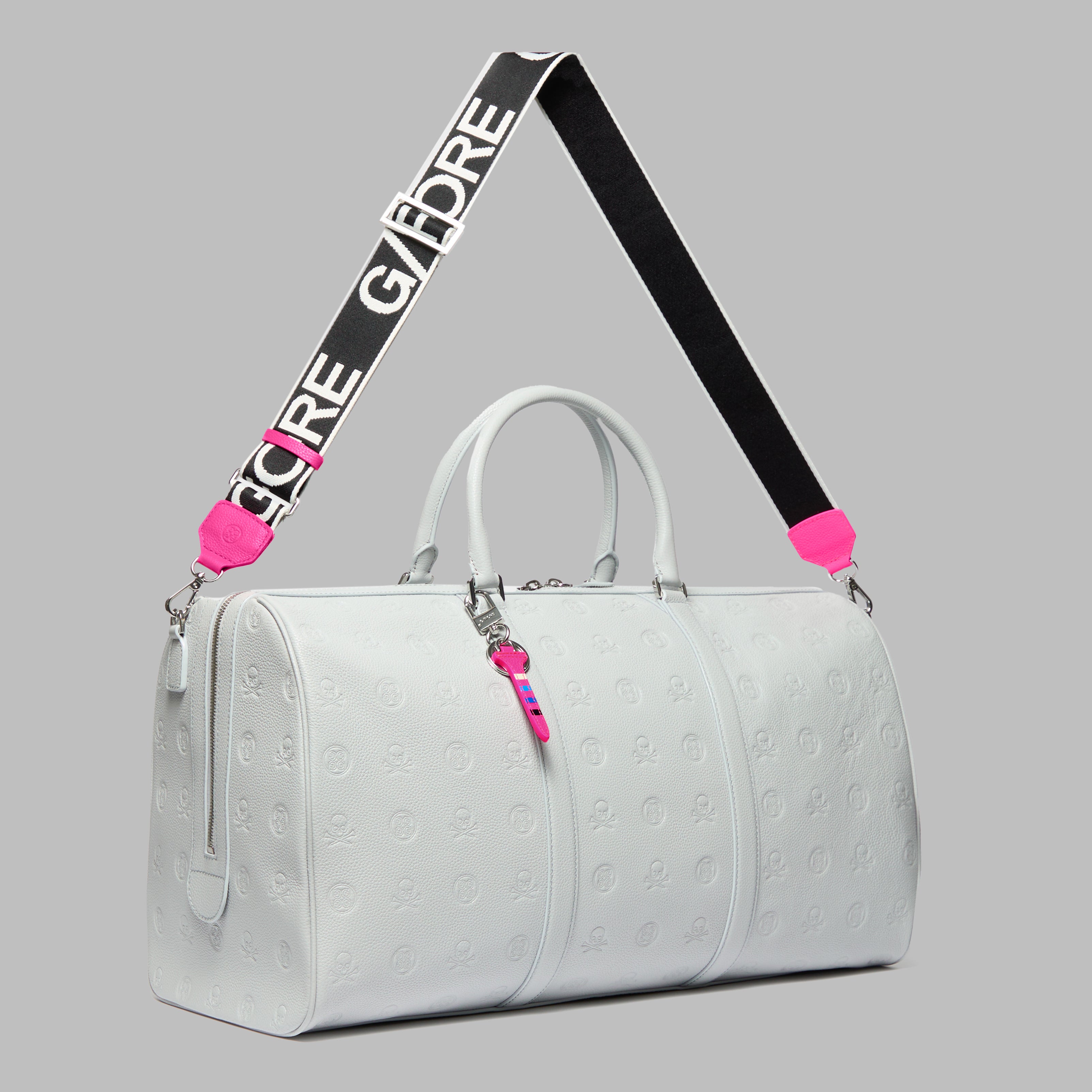 EMBOSSED SKULL & TEES LEATHER WEEKENDER NIMBUS