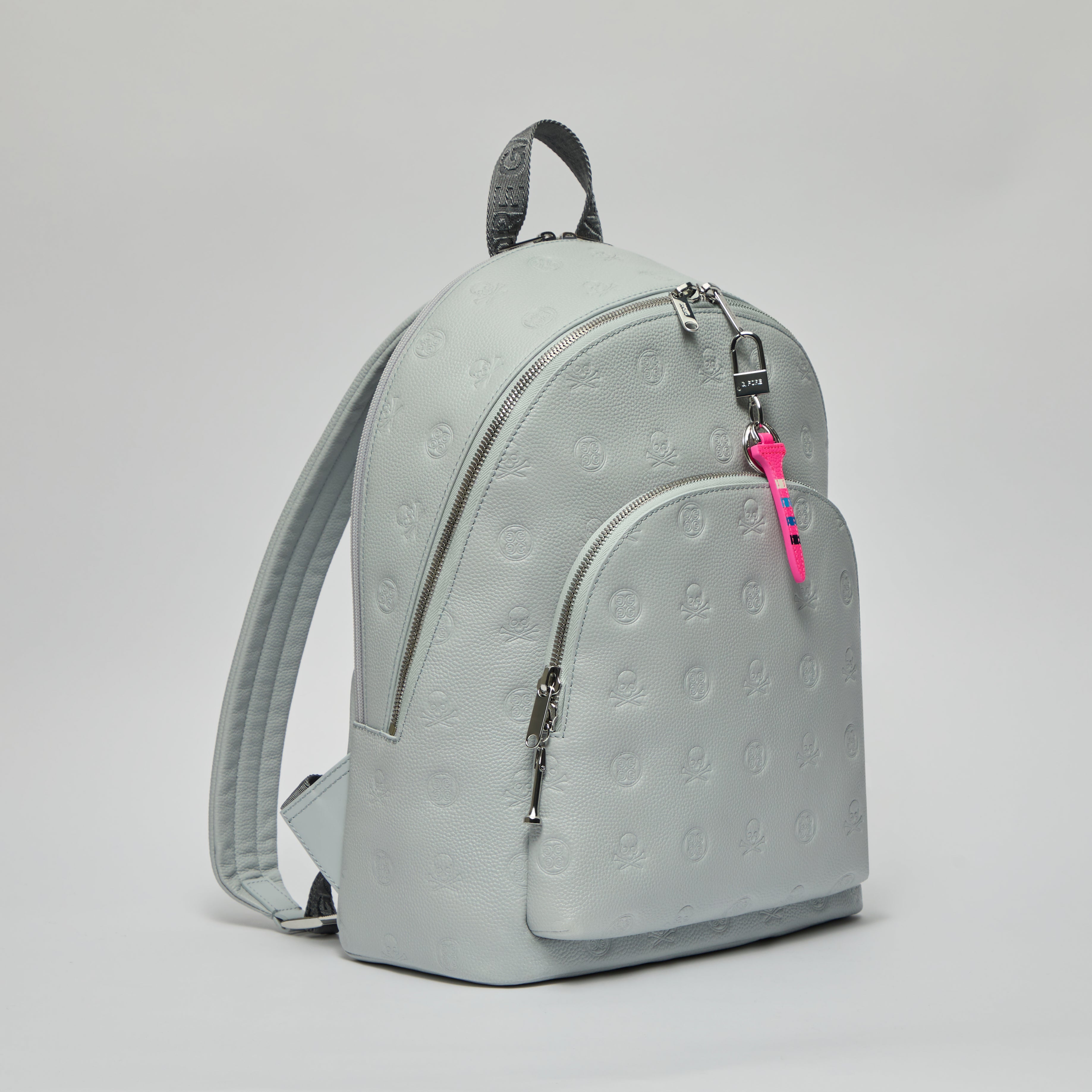 EMBOSSED SKULL & TEES LEATHER BACKPACK NIMBUS