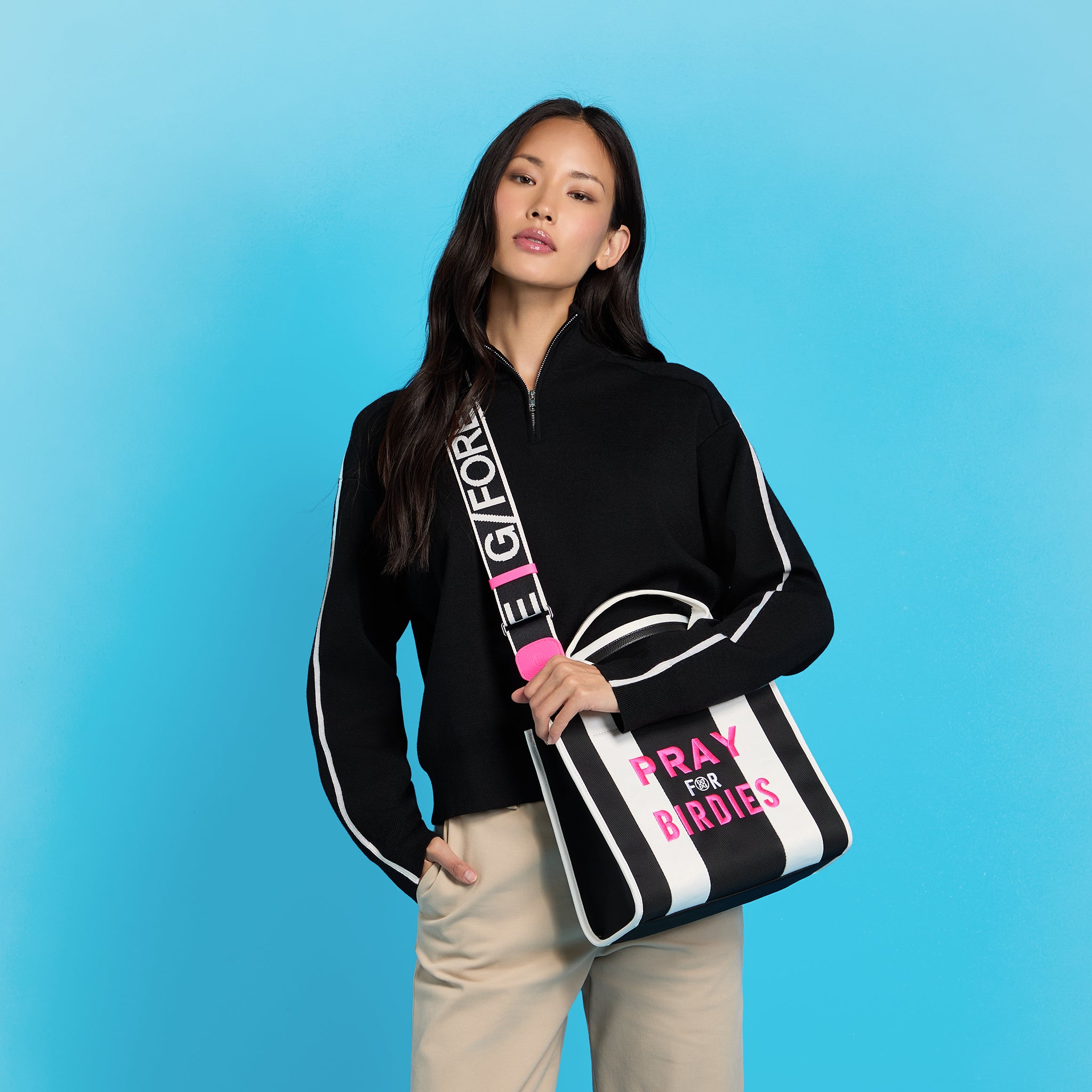 Pray For Birdies Canvas Square Bag ONYX