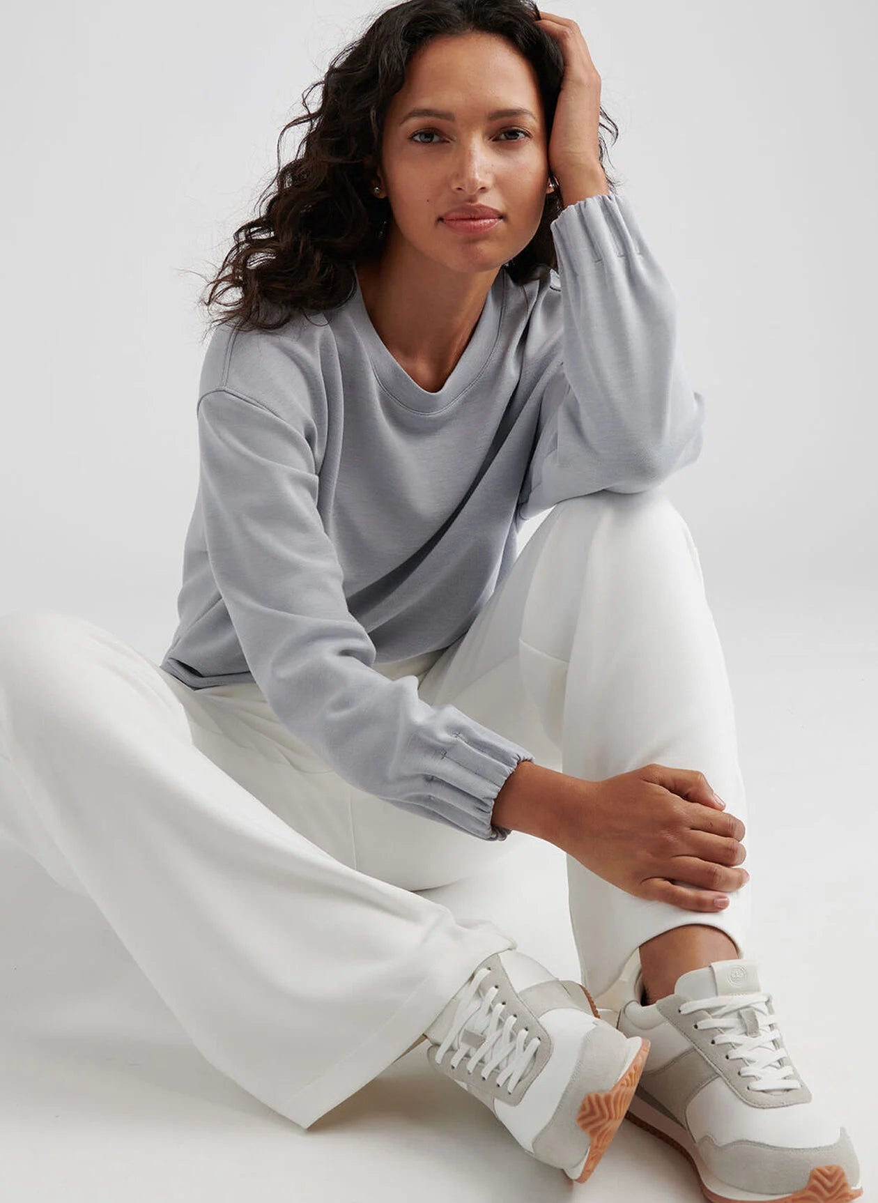 Flora Knit Melange Crewneck LIGHT GREY