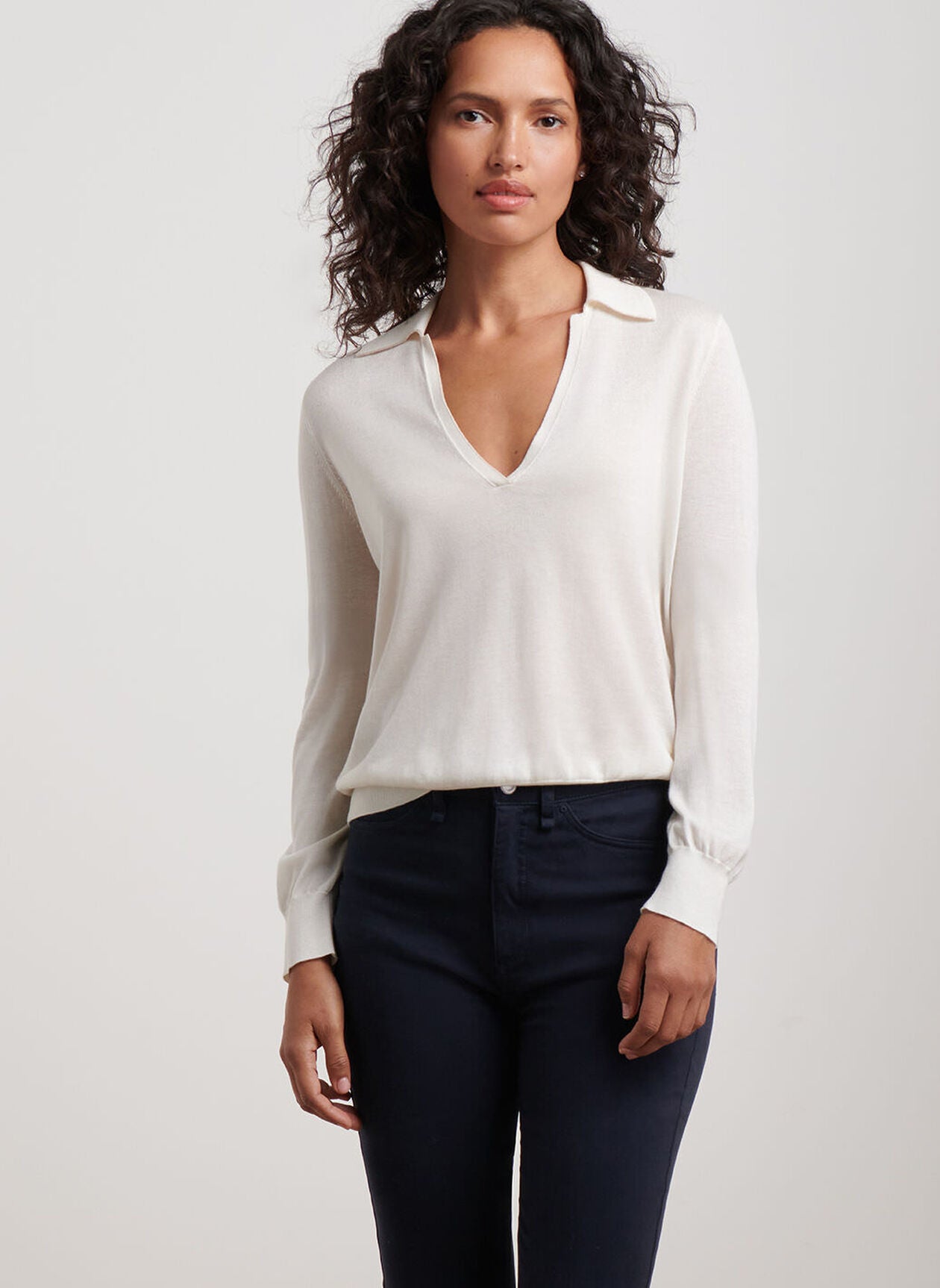 Corinne Collared Sweater IVORY