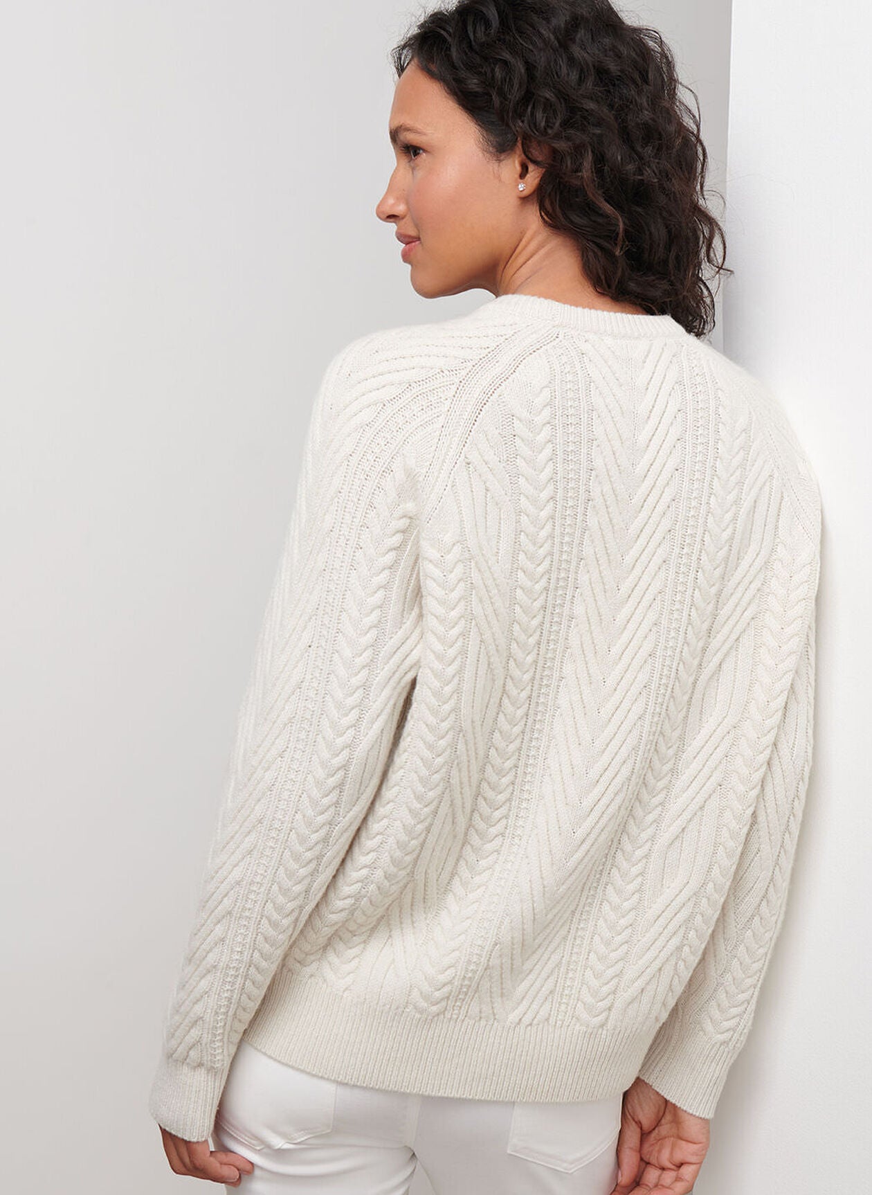 Bennett Cable Knit Crew Sweater Ivory