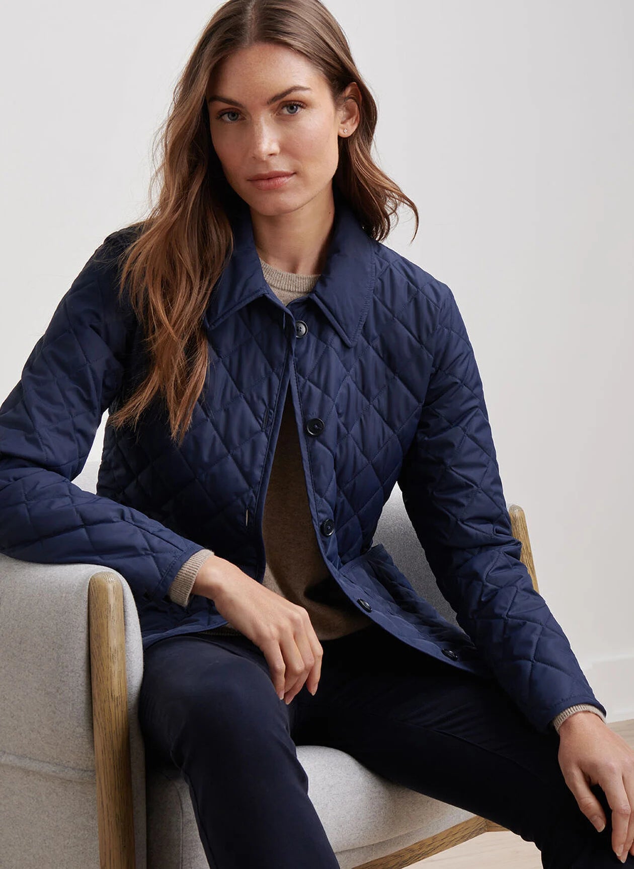 Blythe Diamond Quilted Travel Jacket NAVY