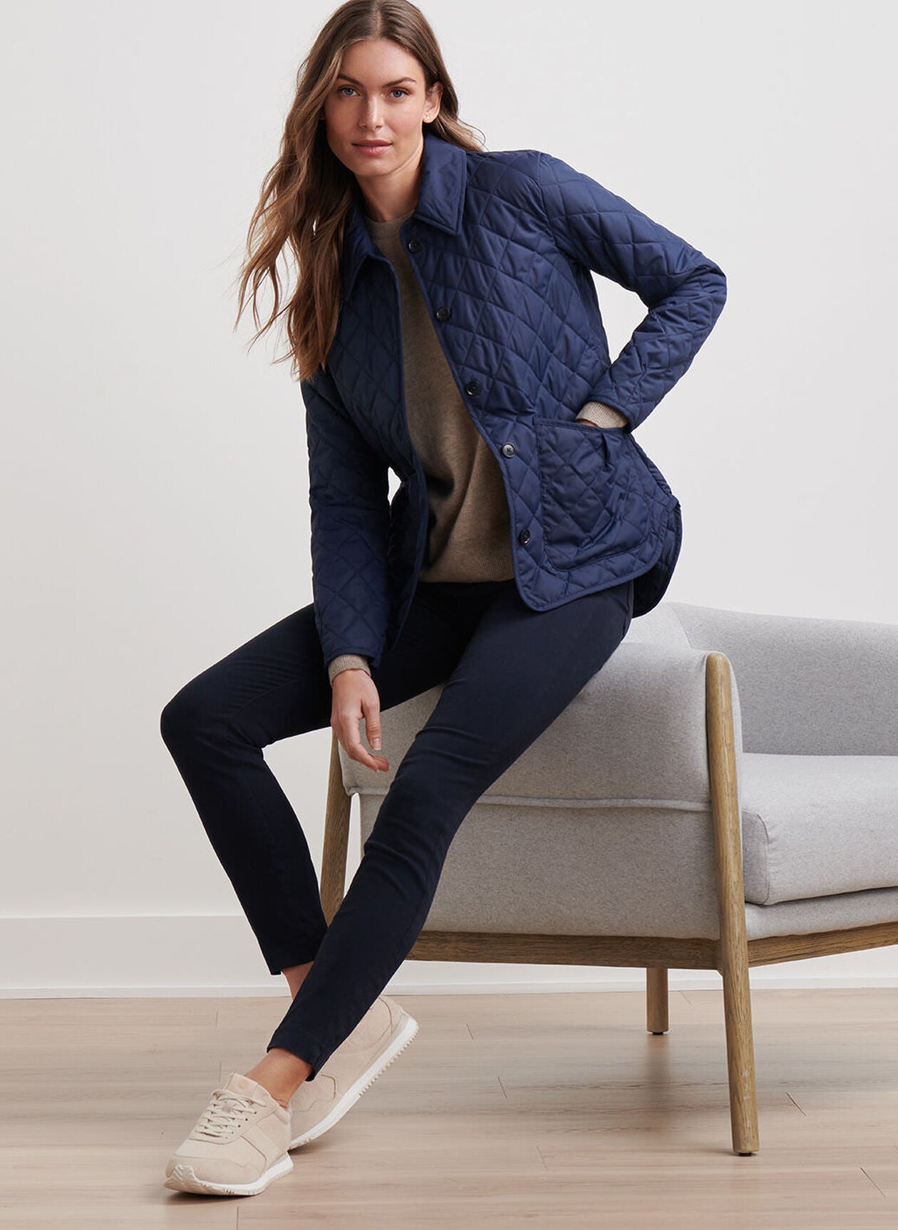 Blythe Diamond Quilted Travel Jacket NAVY
