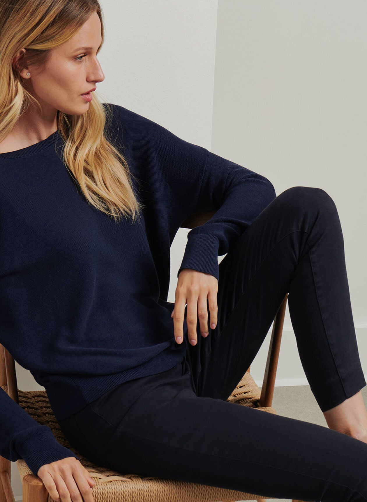 KARLIE STRETCH SATEEN PANT NAVY