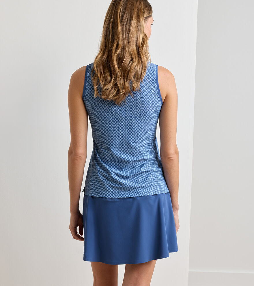 Palmetto Palms Banded Sport Mesh Sleeveless Button Polo Windsor Blue