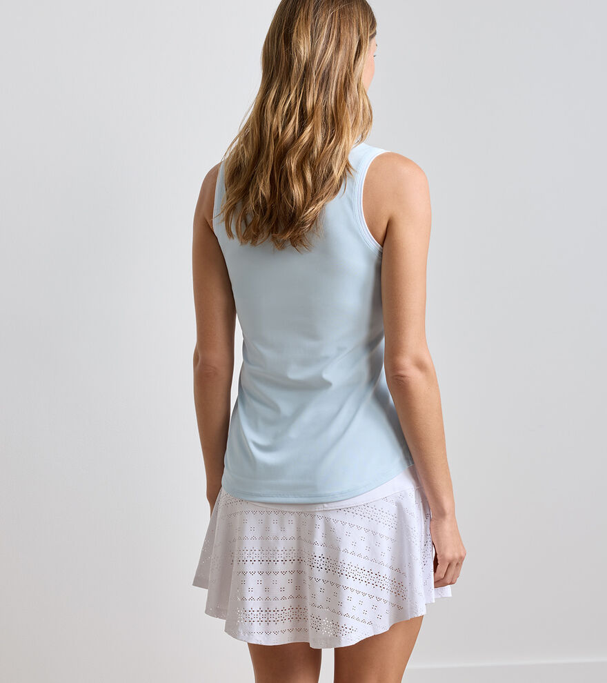 Canterbury Tipped Sport Mesh Sleeveless Polo White / Blue Brisk