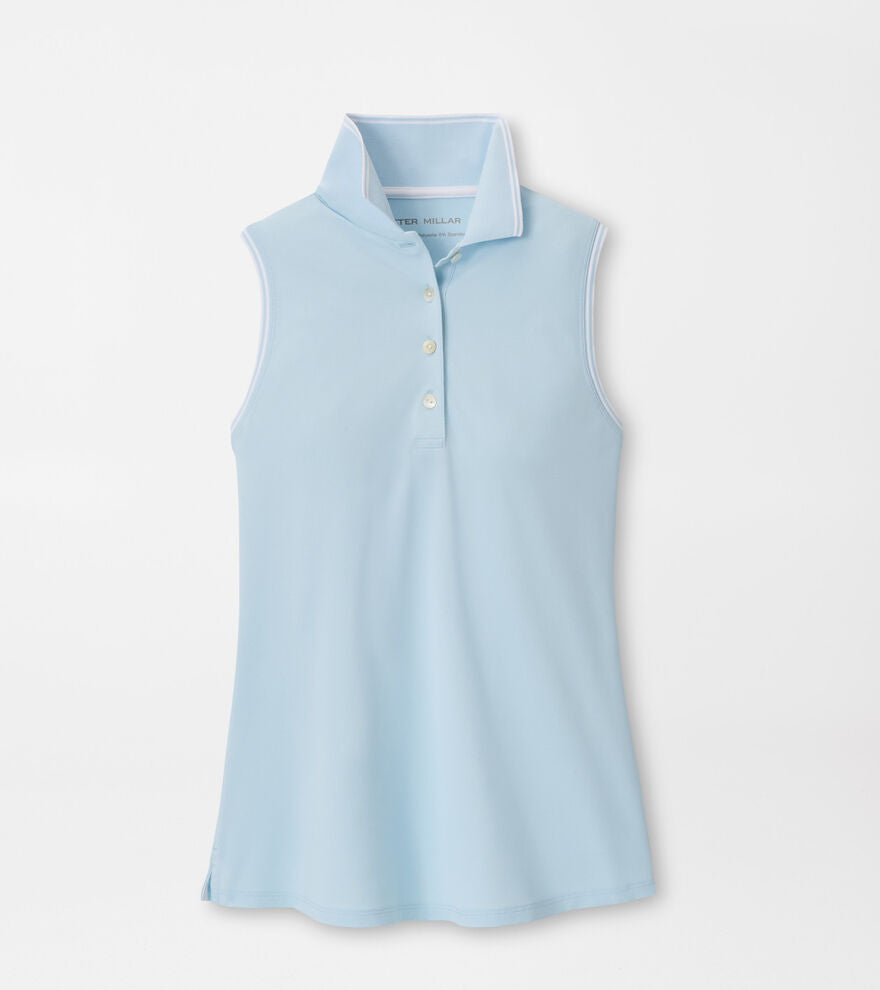 Canterbury Tipped Sport Mesh Sleeveless Polo White / Blue Brisk