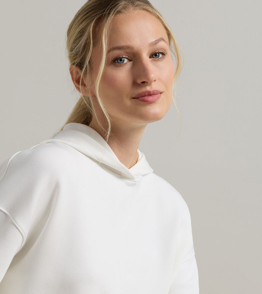 Flora Knit Hoodie Soft White