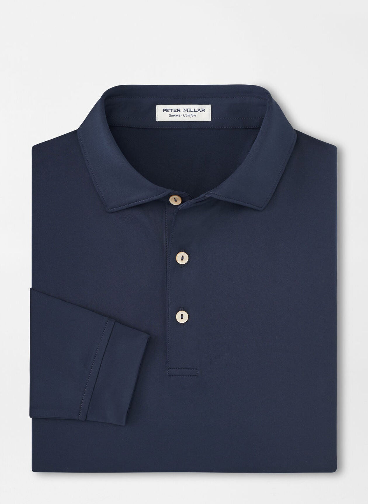 Solid Stretch Jersey Long Sleeve Polo Navy