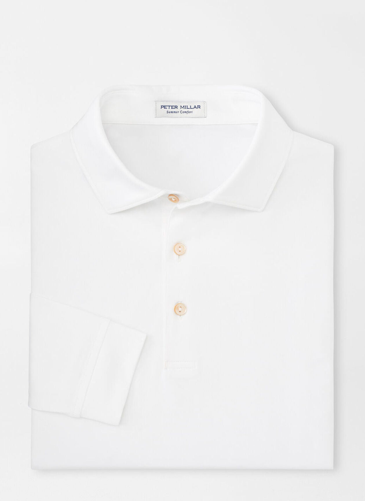 Solid Stretch Jersey Long Sleeve Polo White
