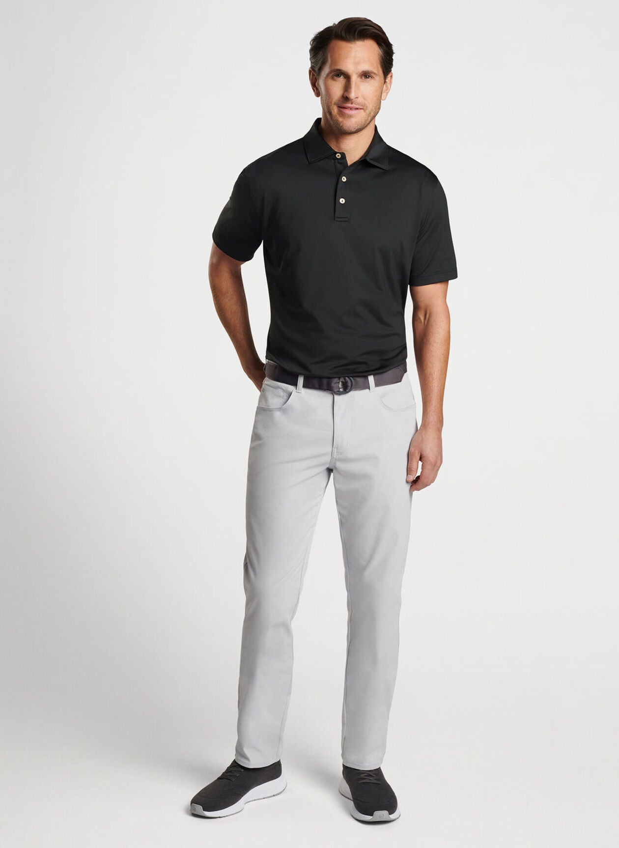 SOLID PERFORMANCE JERSEY POLO BLACK