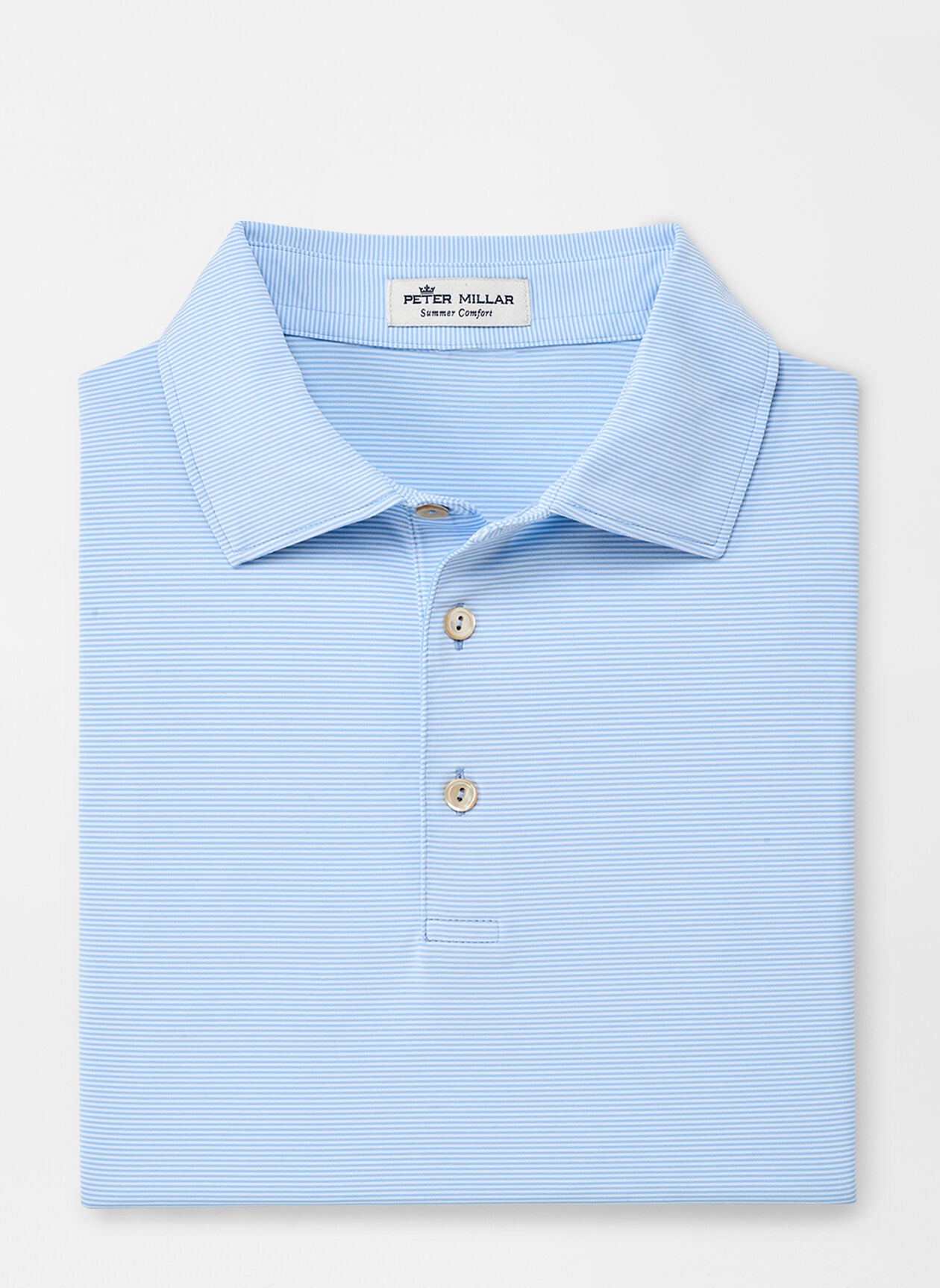 JUBILEE STRIPE PERFORMANCE POLO COTTAGE BLUE