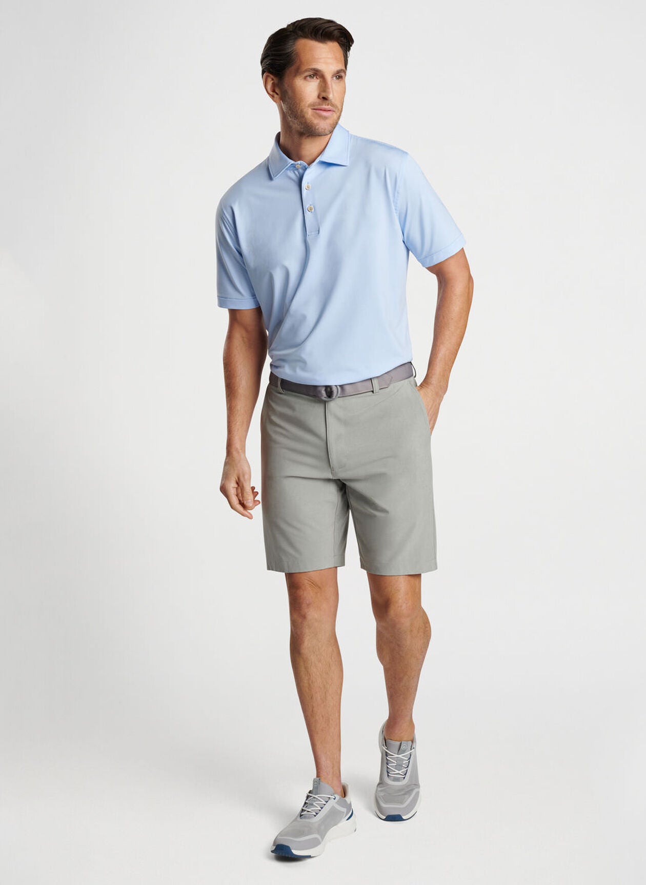 JUBILEE STRIPE PERFORMANCE POLO COTTAGE BLUE