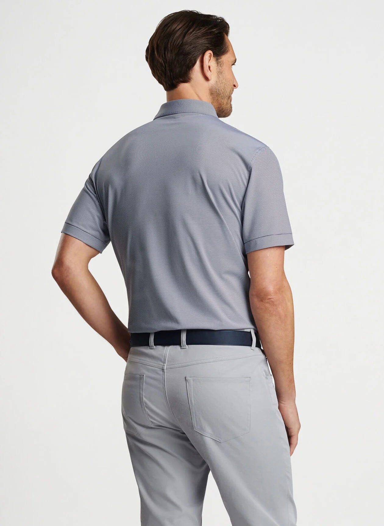 JUBILEE STRIPE PERFORMANCE POLO NAVY