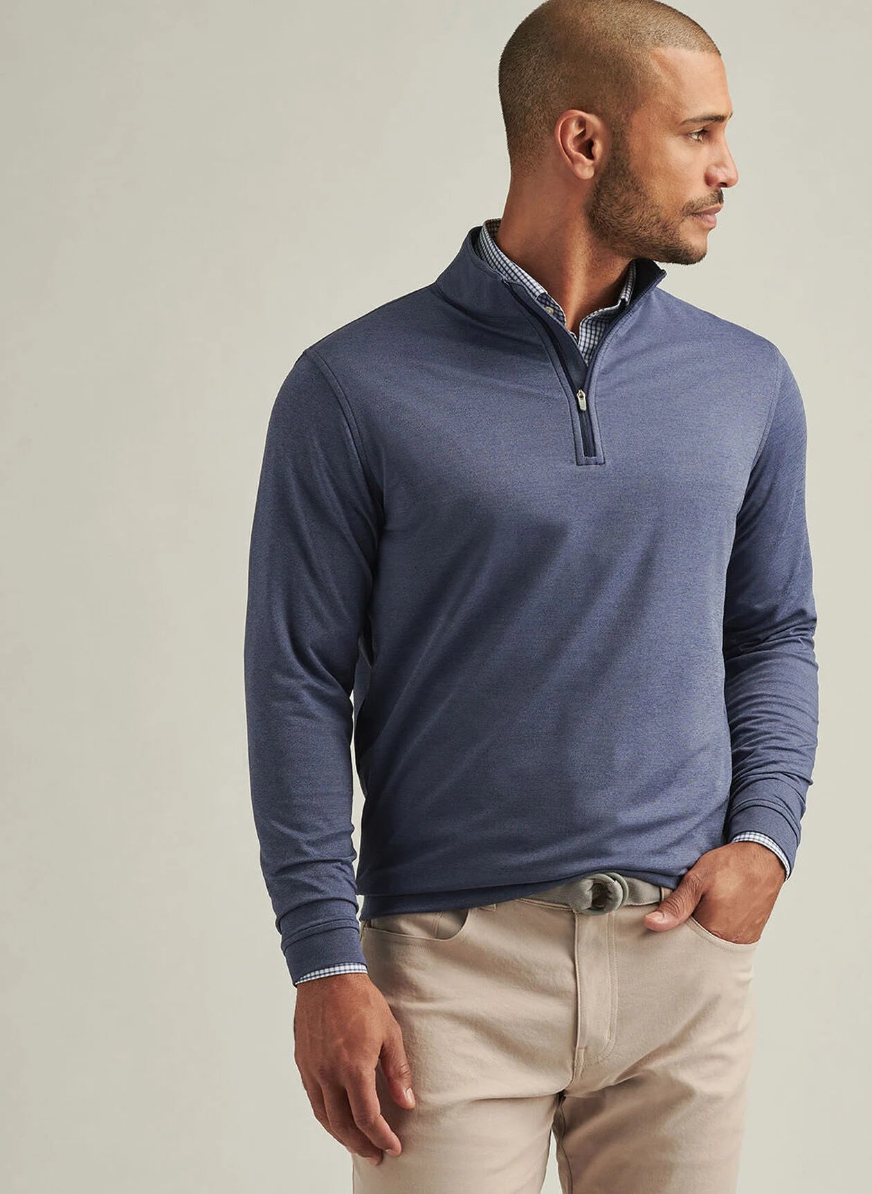 PERTH MÉLANGE PERFORMANCE QUARTER-ZIP NAVY